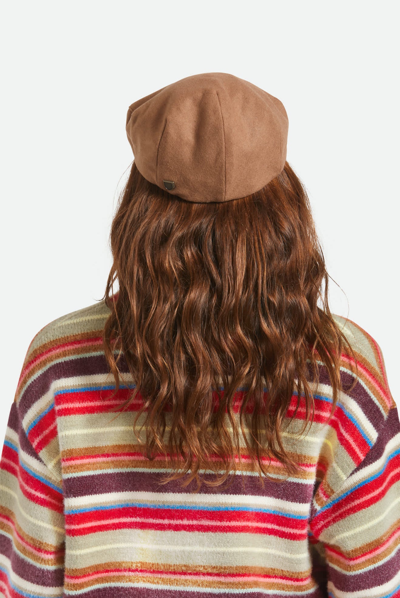 Unisex Hooligan Flat Cap in the color Camel Melton Wool - Women's Back View