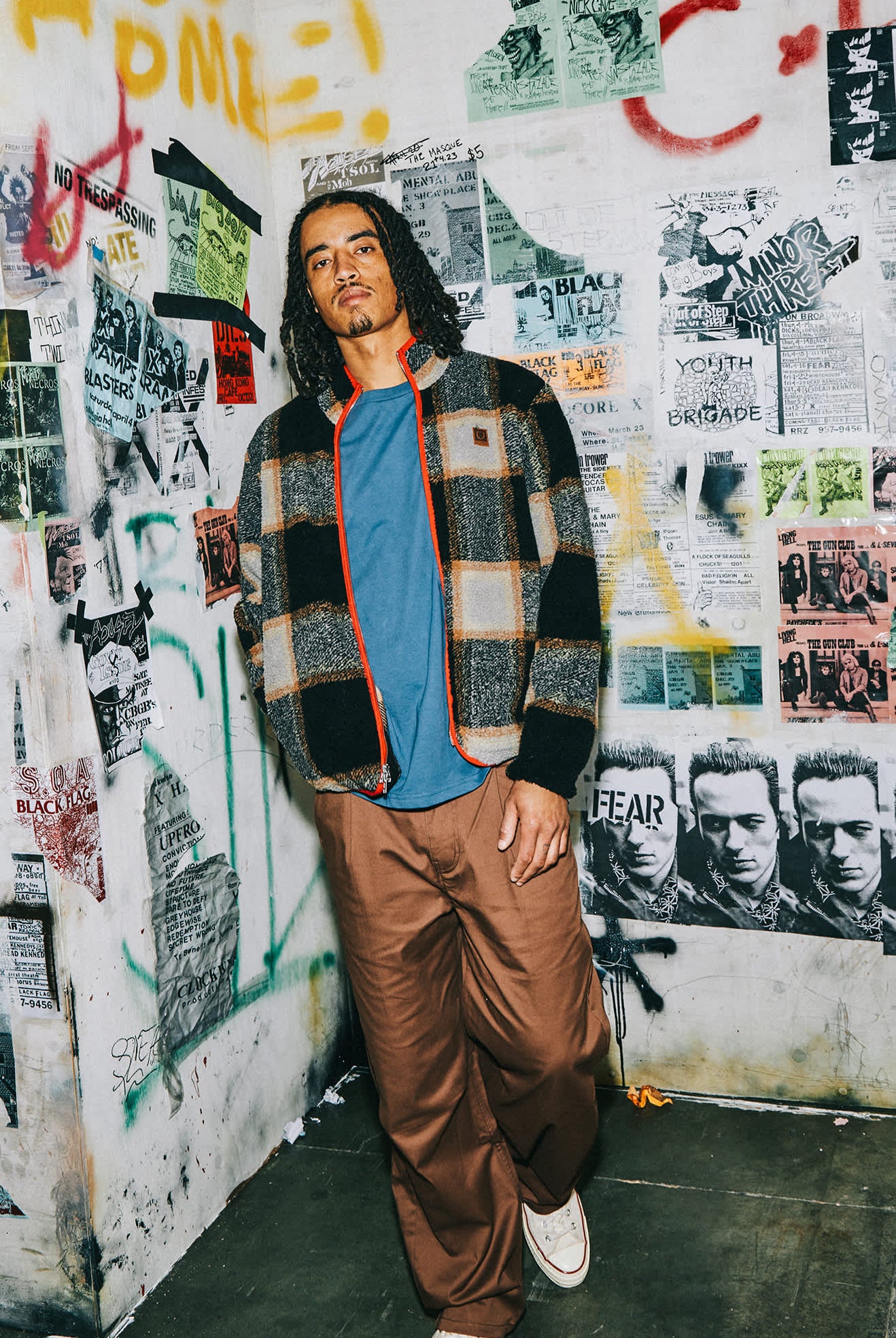 Men's Buffalo Plaid Sherpa Full Zip in the color Black/Cream - Men's Lifestyle image