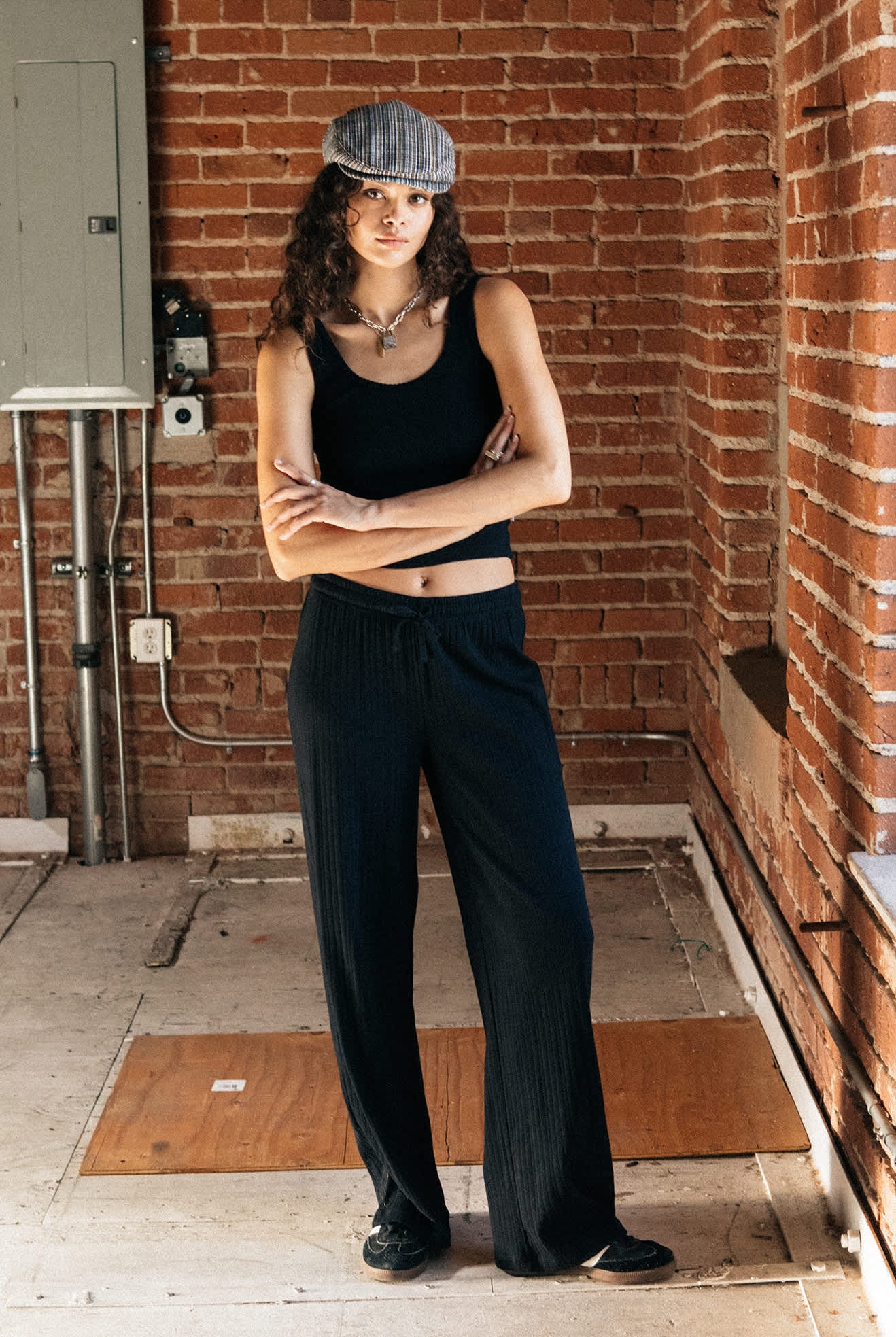 Women's Pointelle Slim Fit Tank in the color Black - Men's Lifestyle image
