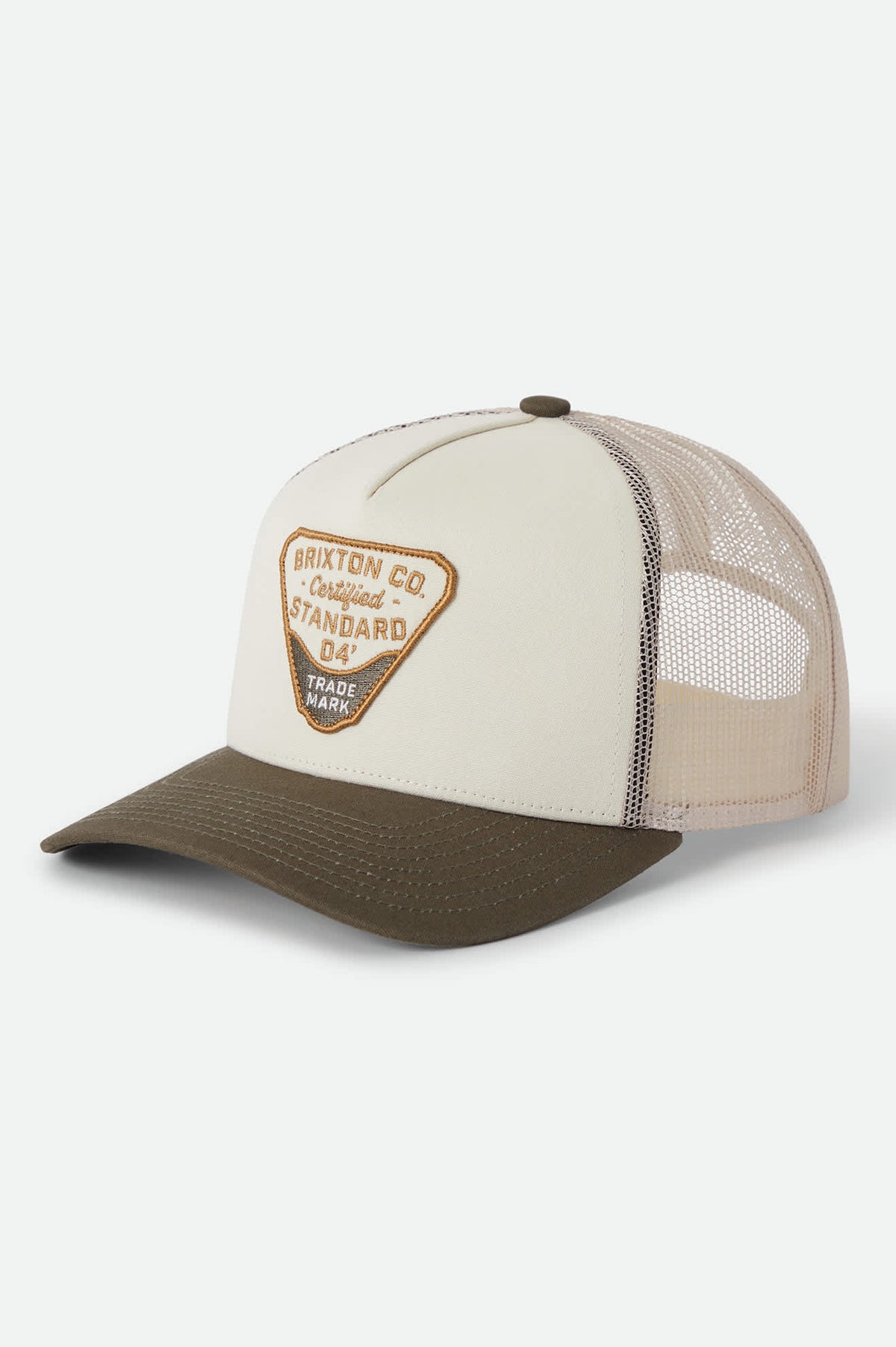 Unisex Blighton Trucker Hat in the color Whitecap/Dark Olive - Front Product View