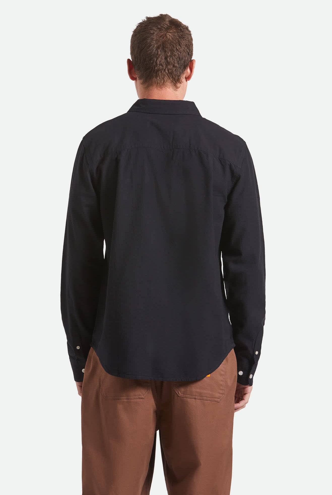 Men's Charter Long Sleeve Shirt in the color Black - Men's Back View