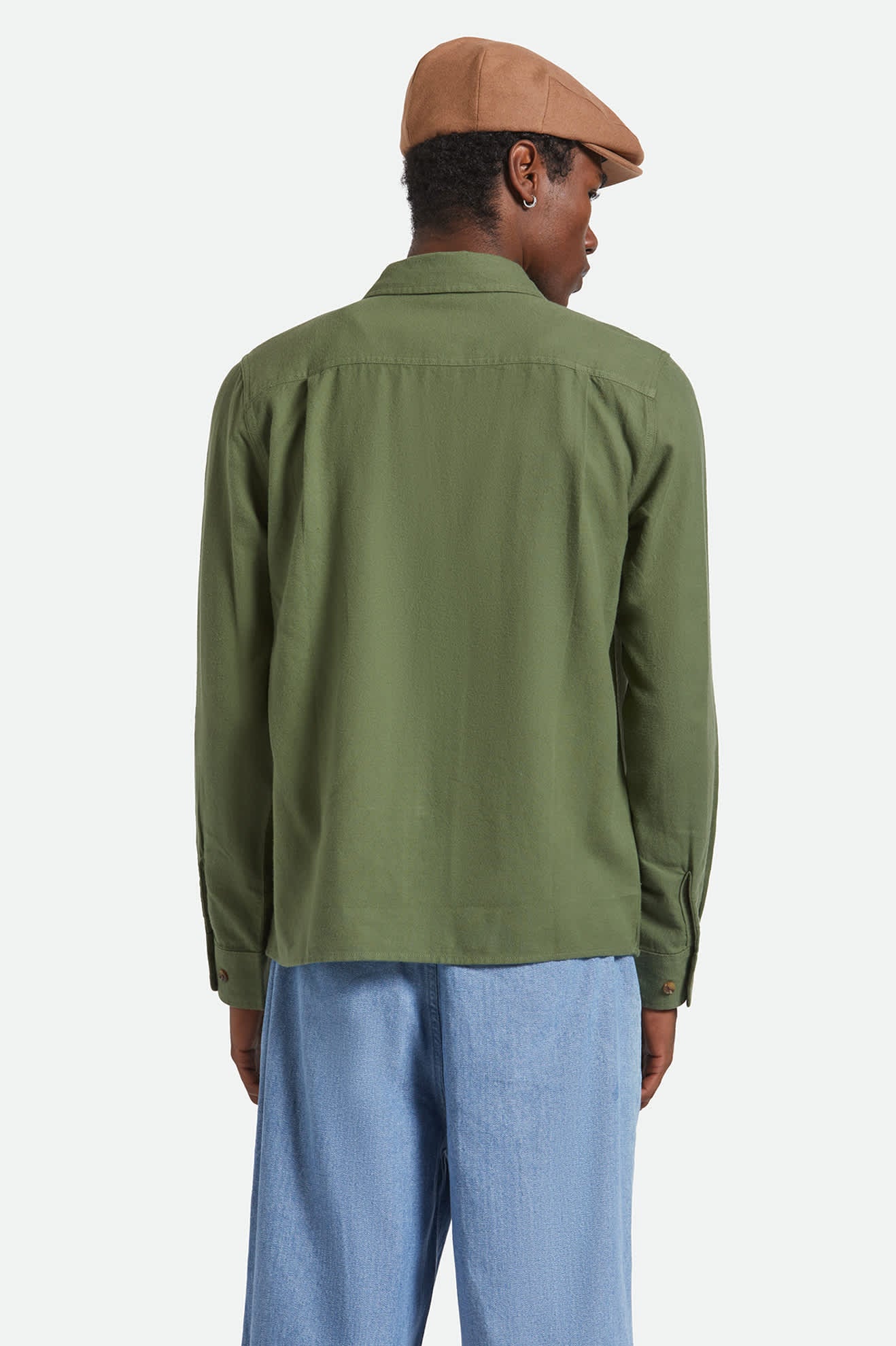 Men's Hasting Lightweight Ultra Soft Flannel in the color Wild Green - Men's Back View