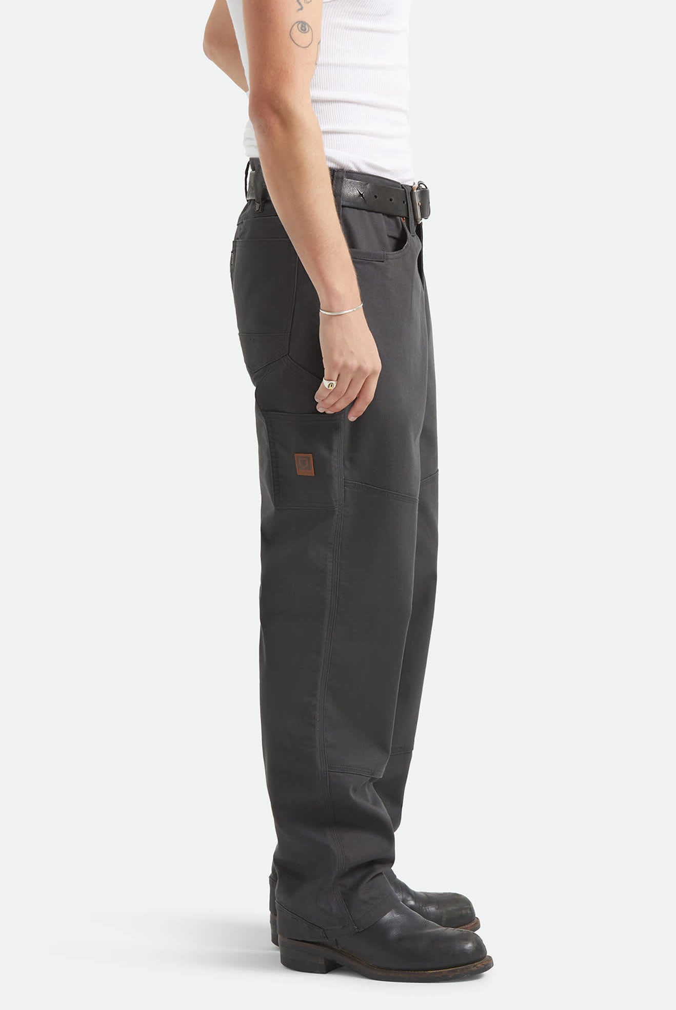 Men's Builders Carpenter Stretch Pant in the color Washed Black - Additional Fit image