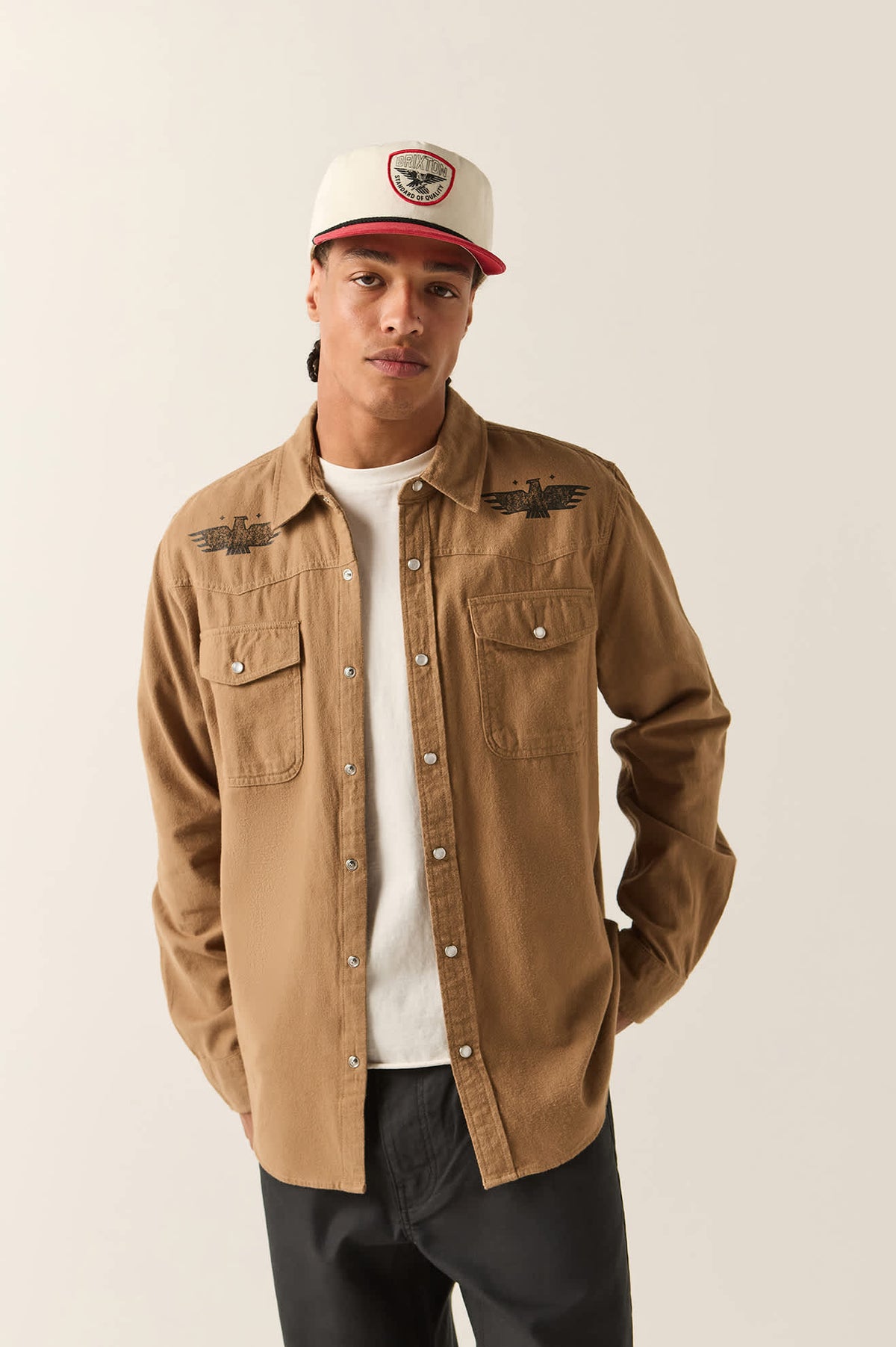 Men's Waylon Lightweight Overshirt in the color Khaki/Khaki - Men's Front View