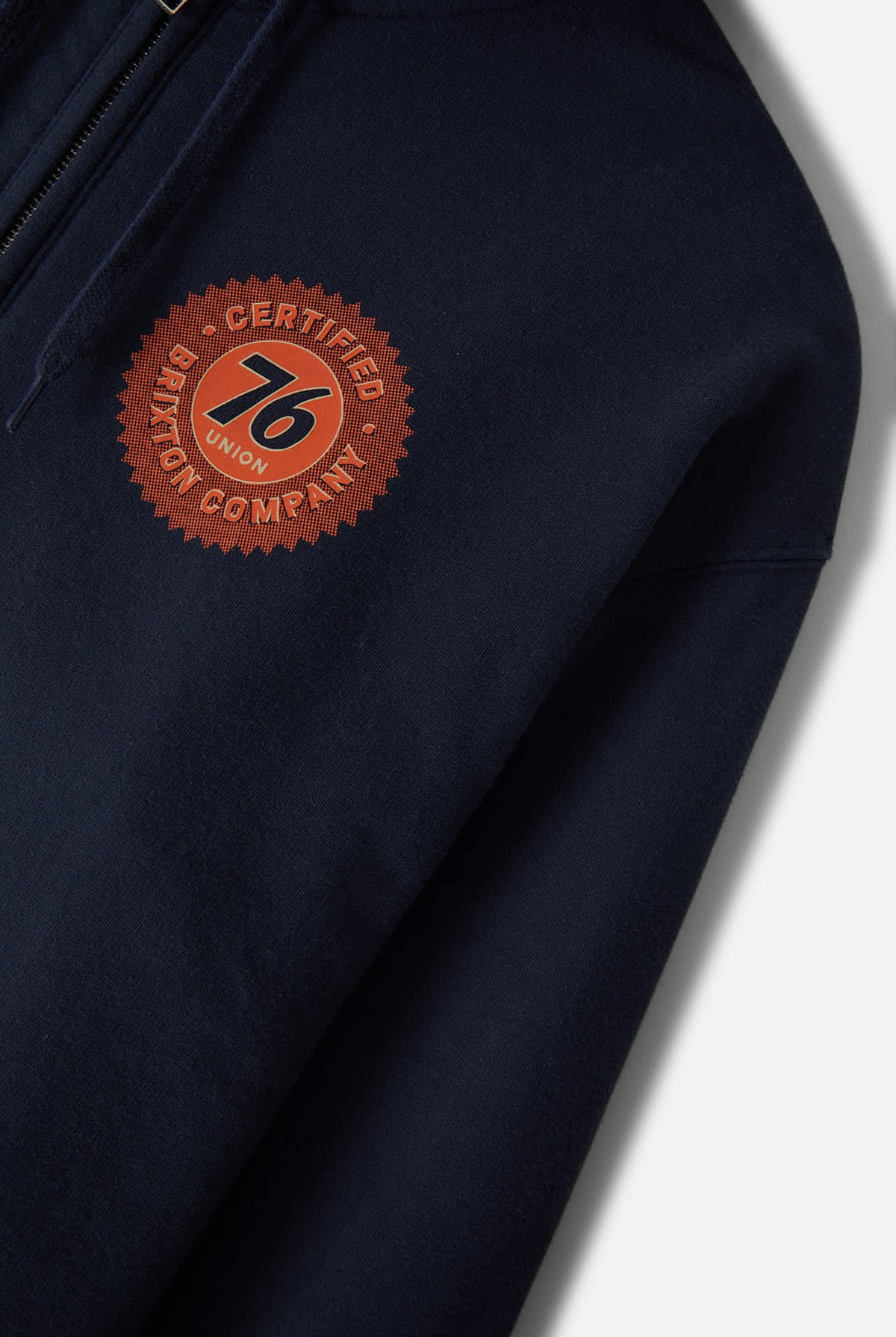 Men's 76 Certified Full Zip Hoodie in the color Washed Navy - Additional Laydown image