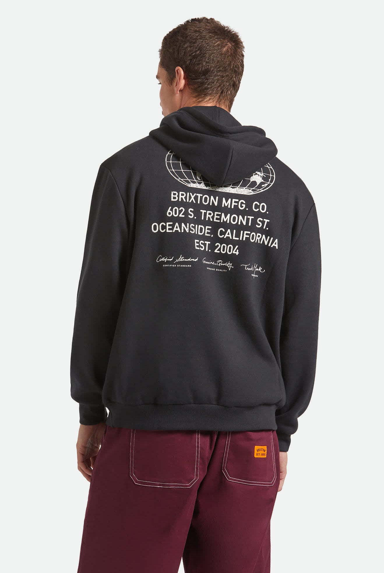 Men's Union Relaxed Hoodie in the color Black - Men's Back View