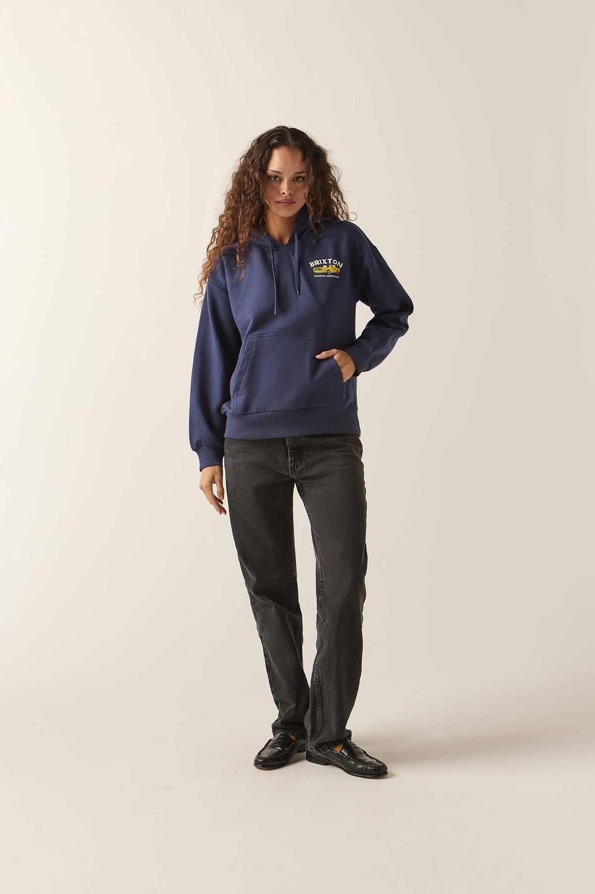 Women's High Speed Hoodie in the color Washed Navy - Women's Front View