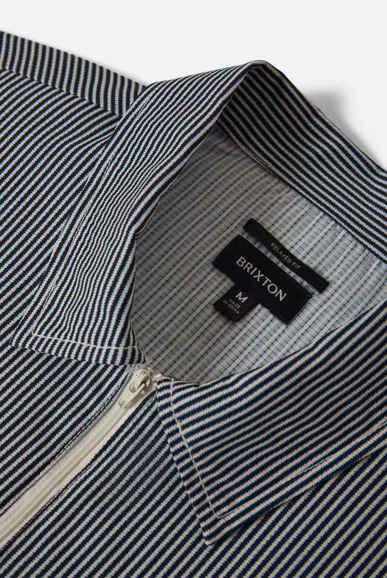 Men's Journey Lightweight 1/2 Zip Cropped Short Sleeve Shirt in the color Navy/White Stripe - Additional Laydown image