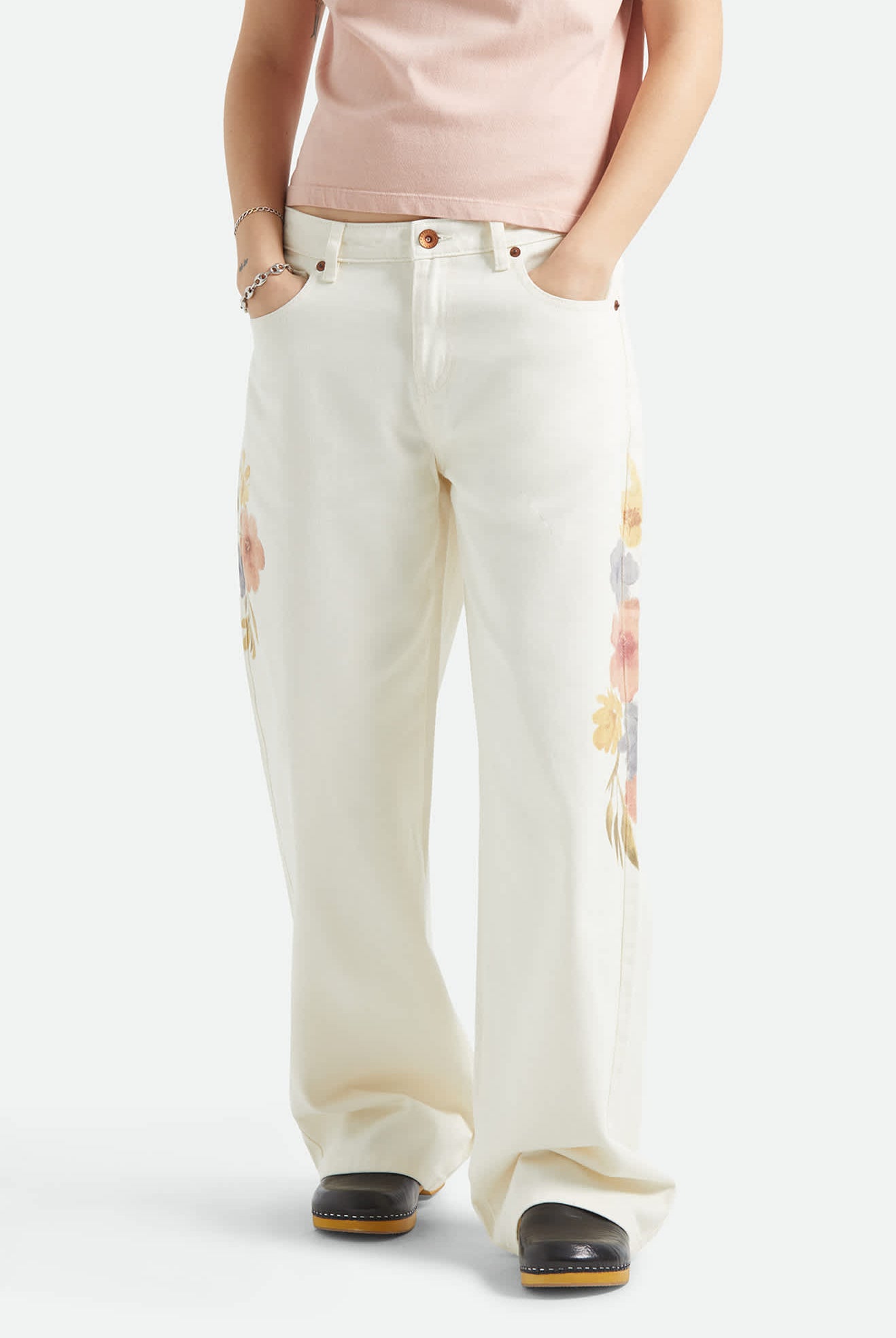 Women's The Chloe 5-Pocket Pant in the color Off White Floral Burst - Women's Front View