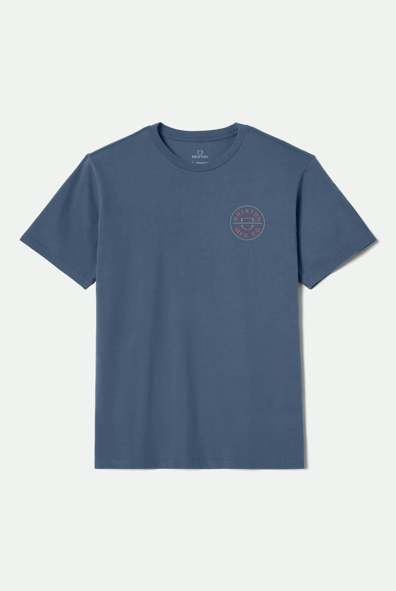 Men's Crest II S/S Standard T-Shirt in the color Harbor Blue/Grey Blue/Dark Red - Front Product View
