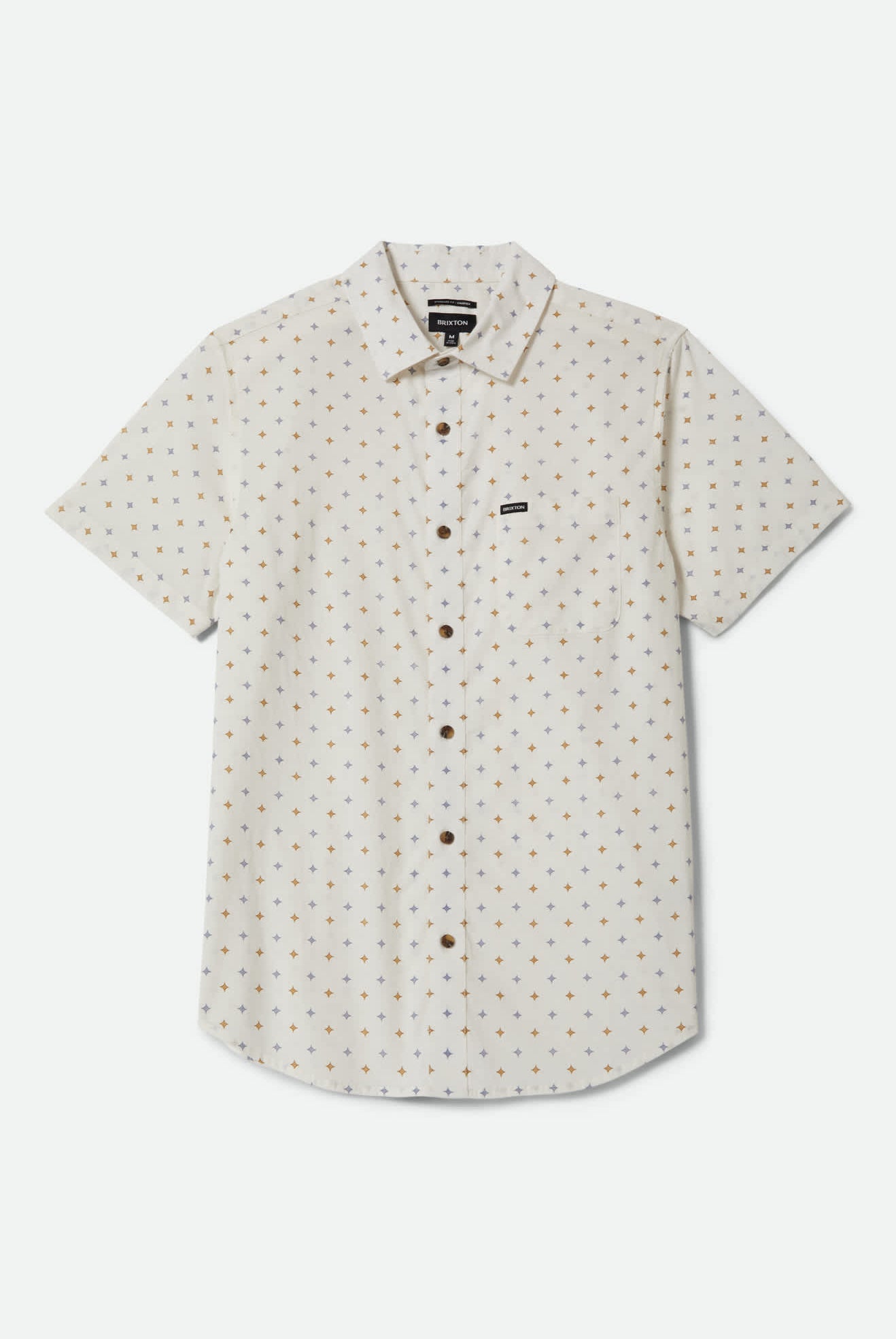 Men's Charter Print Short Sleeve Shirt in the color Off White/Multi Diamond Tile - Front Product View