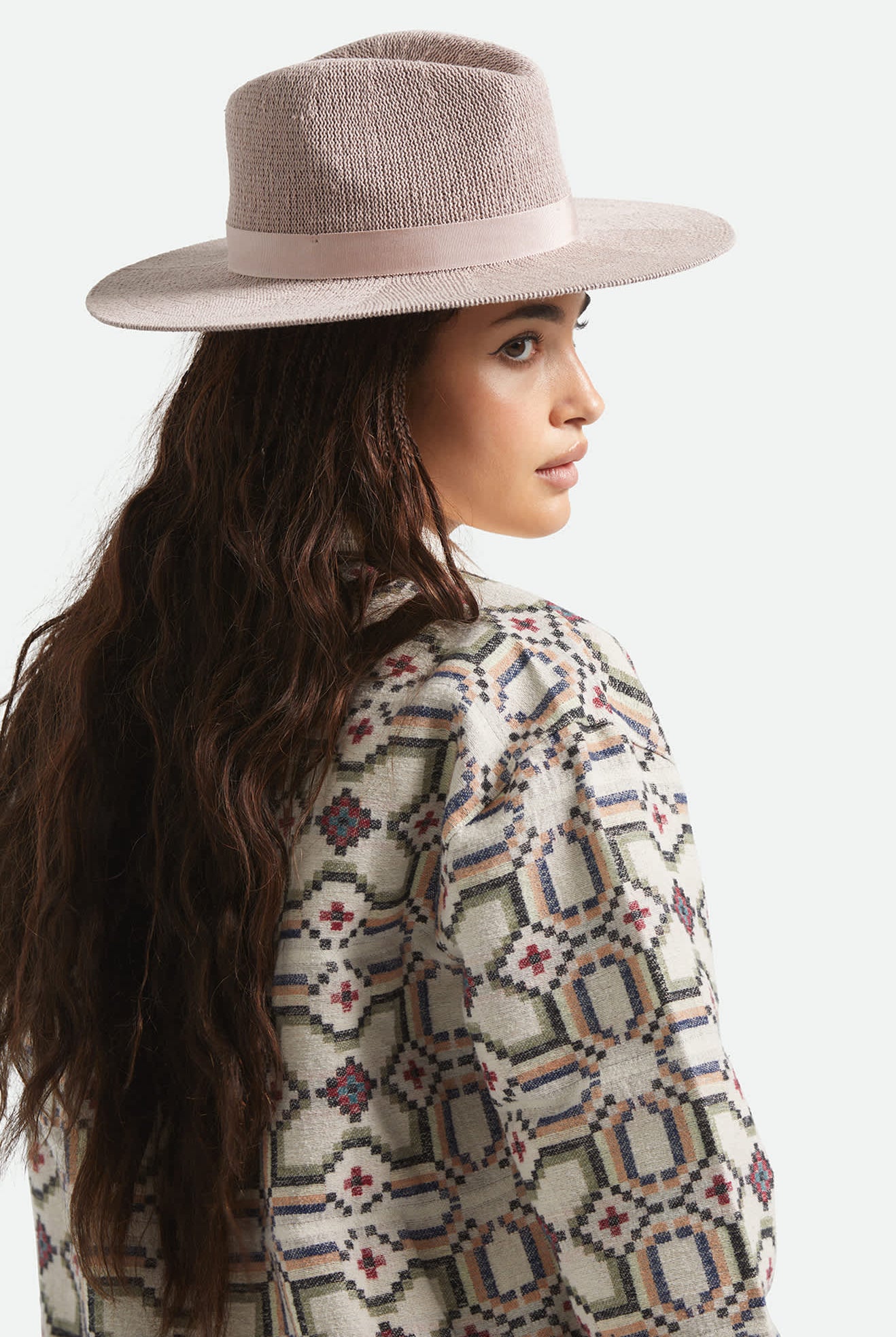 Women's Lyons Knit Packable Hat in the color Chalk Pink - Women's Side View