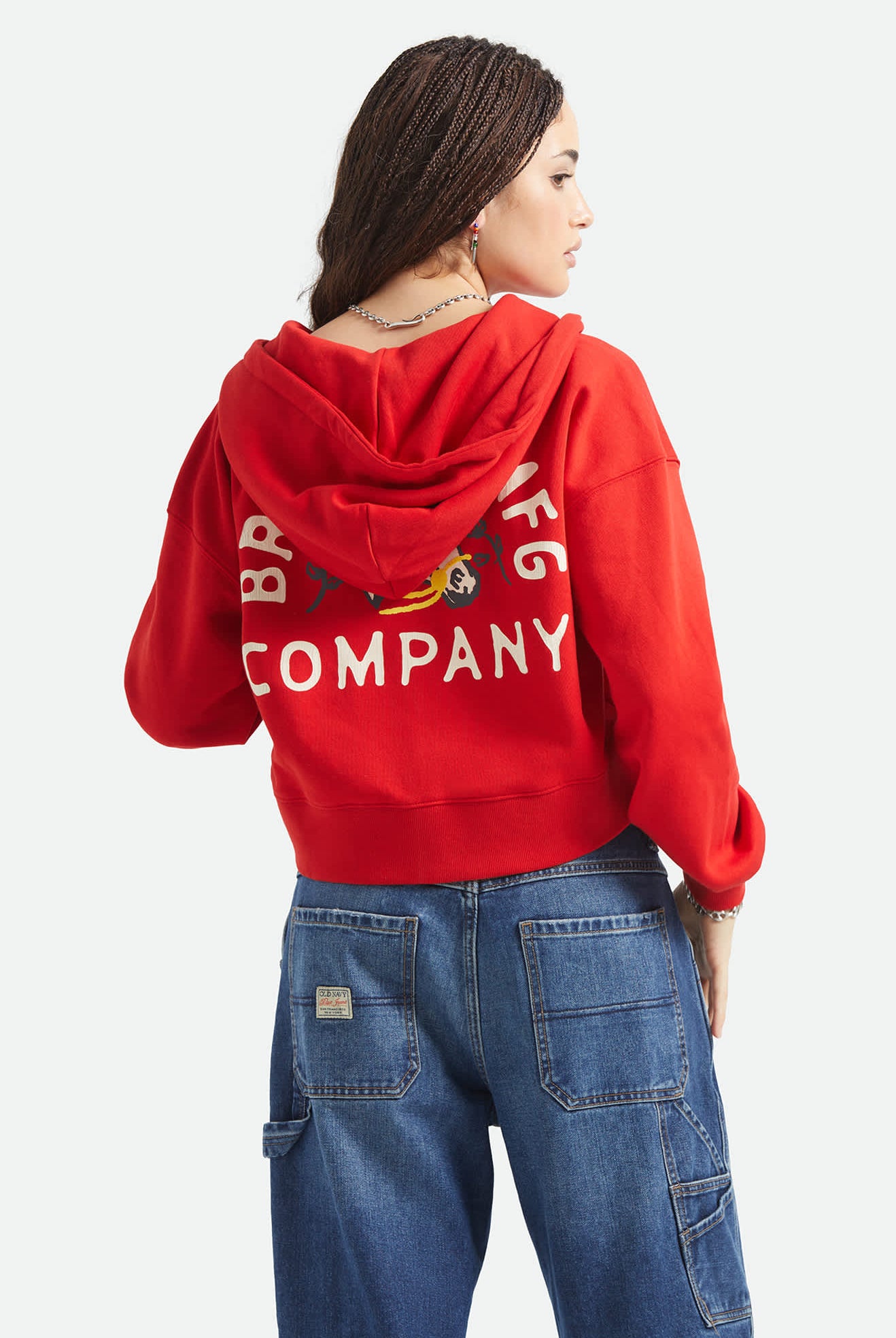 Women's Trophy Horse Cropped Zip Hood in the color Adrenaline Rush - Women's Back View