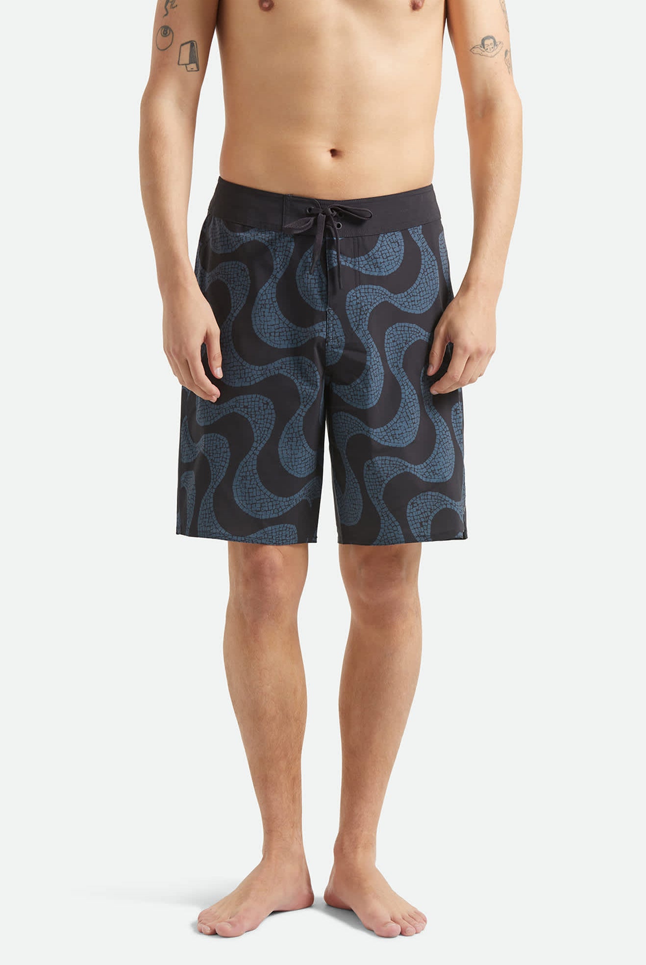 Men's Blitz Boardshort 19" in the color Black/Future Grey Warped Tile - Men's Front View