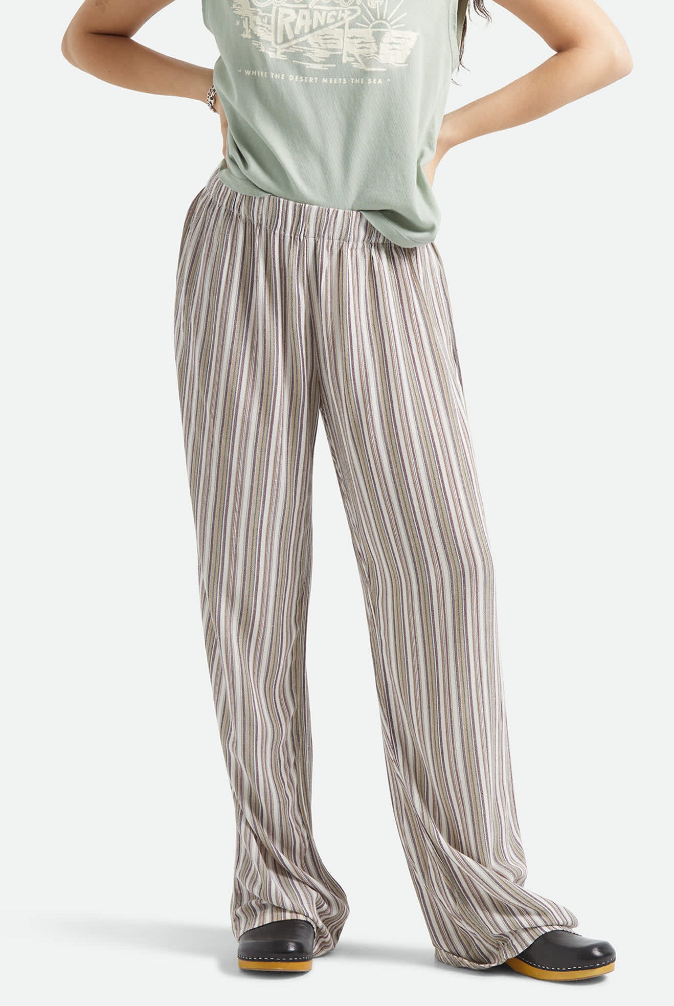 Women's The Alley Lounge Pant in the color Worn In Robust Red Stripe - Women's Front View