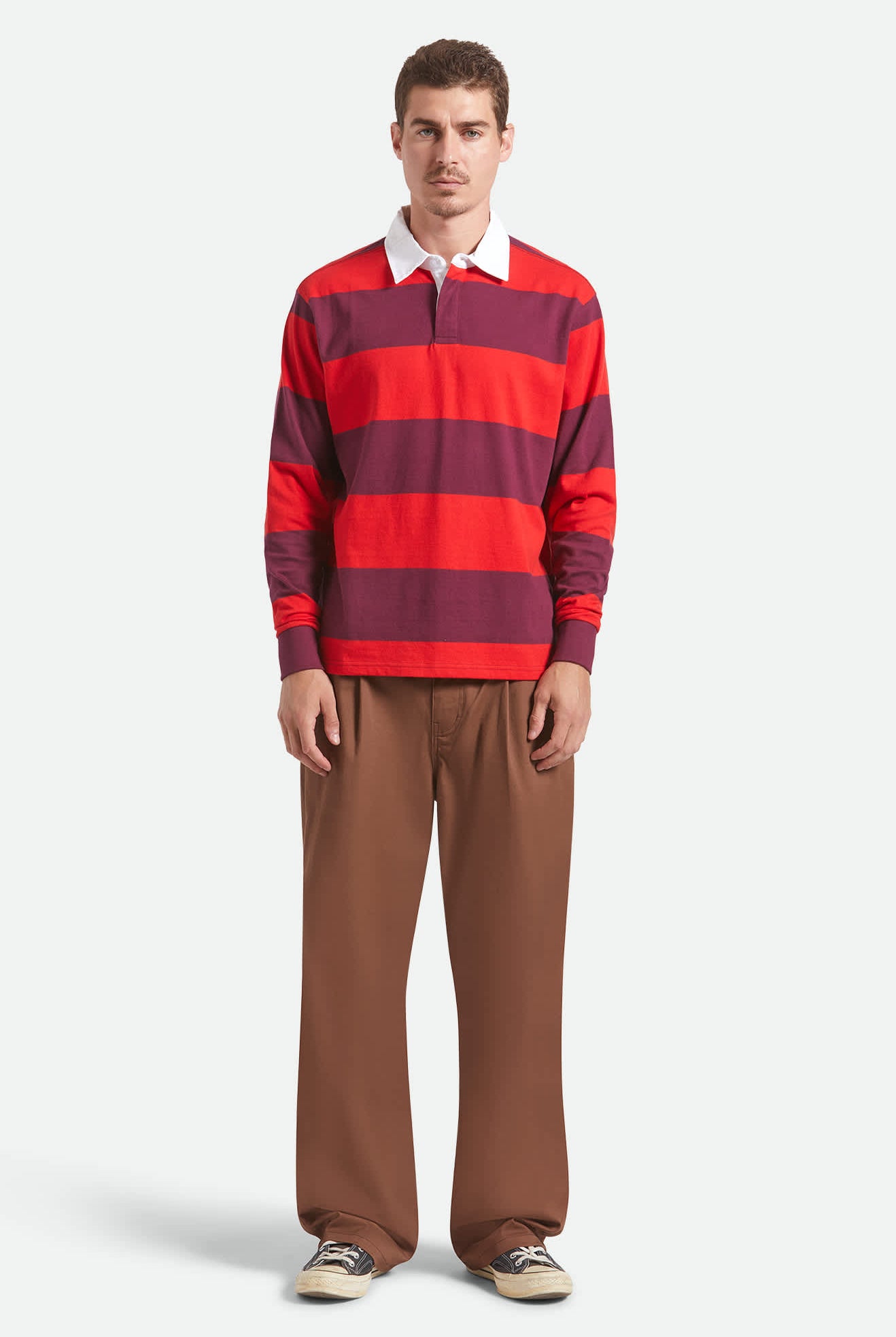 Men's Union Heavyweight Rugby Polo in the color Adrenaline Rush/Port - Additional Fit image