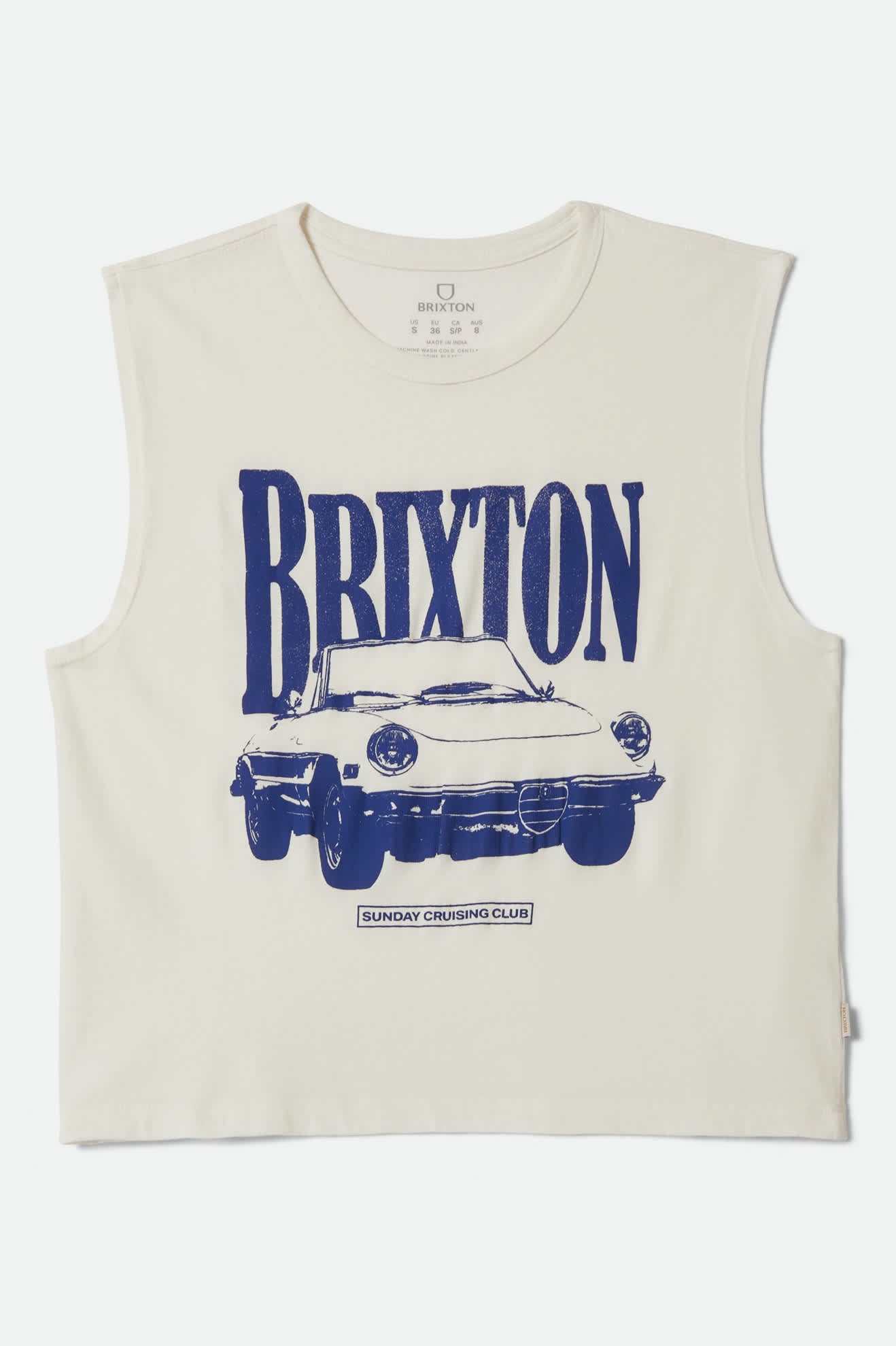 Women's Sunday Cruising Club Muscle Tank in the color Vintage White - Front Product View