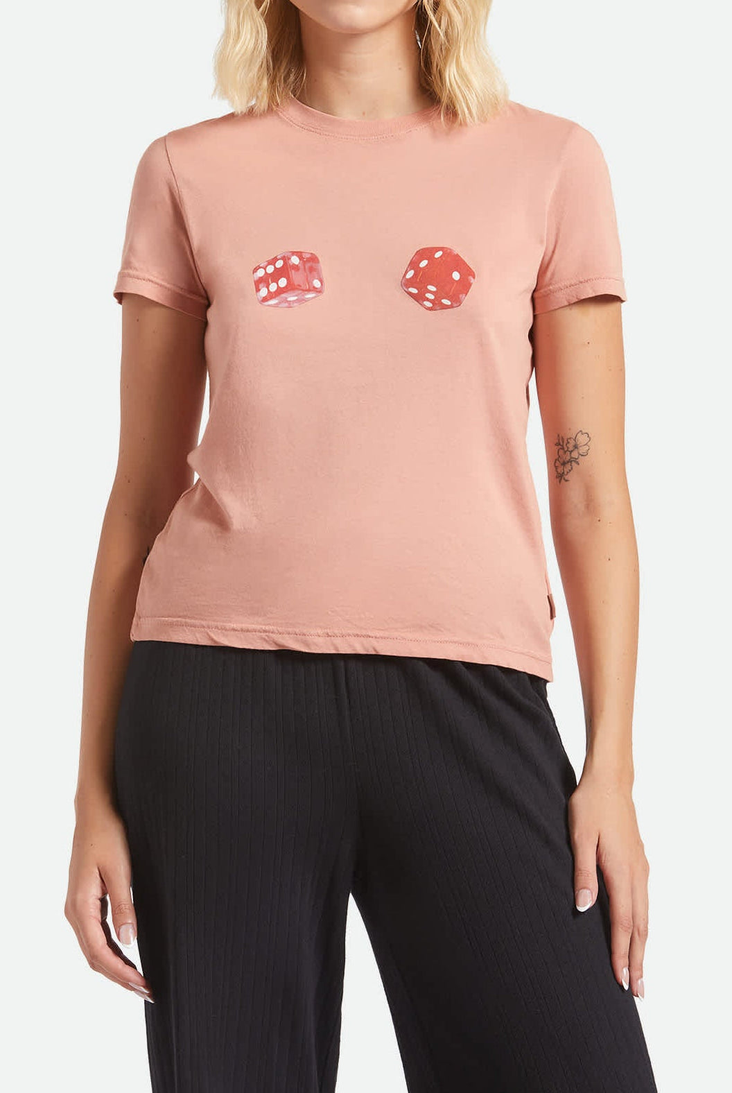 Women's Tossed Dice Crew T-Shirt in the color Italian Clay - Women's Front View