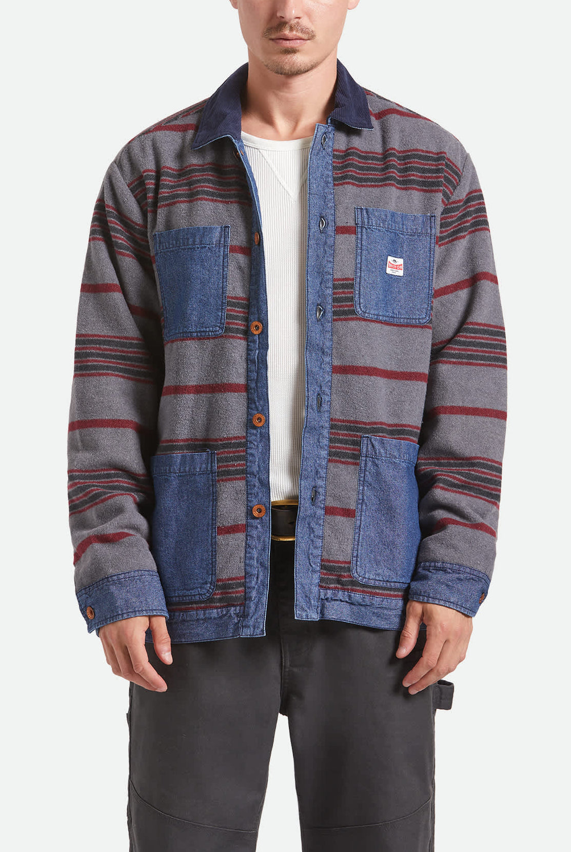 Men's Altered Threads Chore Coat in the color Medium Wash Denim - Men's Side View