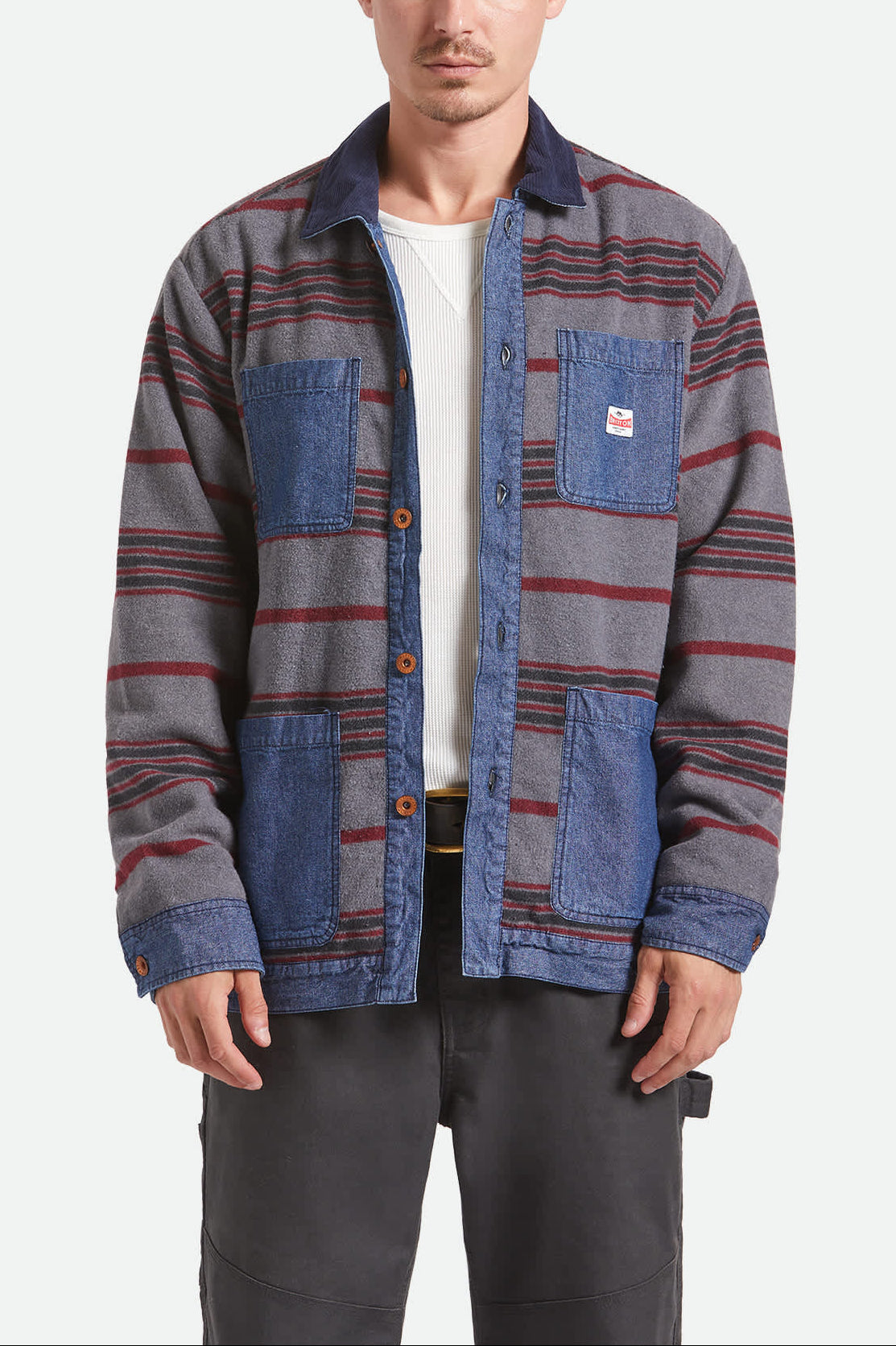 Men's Altered Threads Chore Coat in the color Medium Wash Denim - Men's Side View