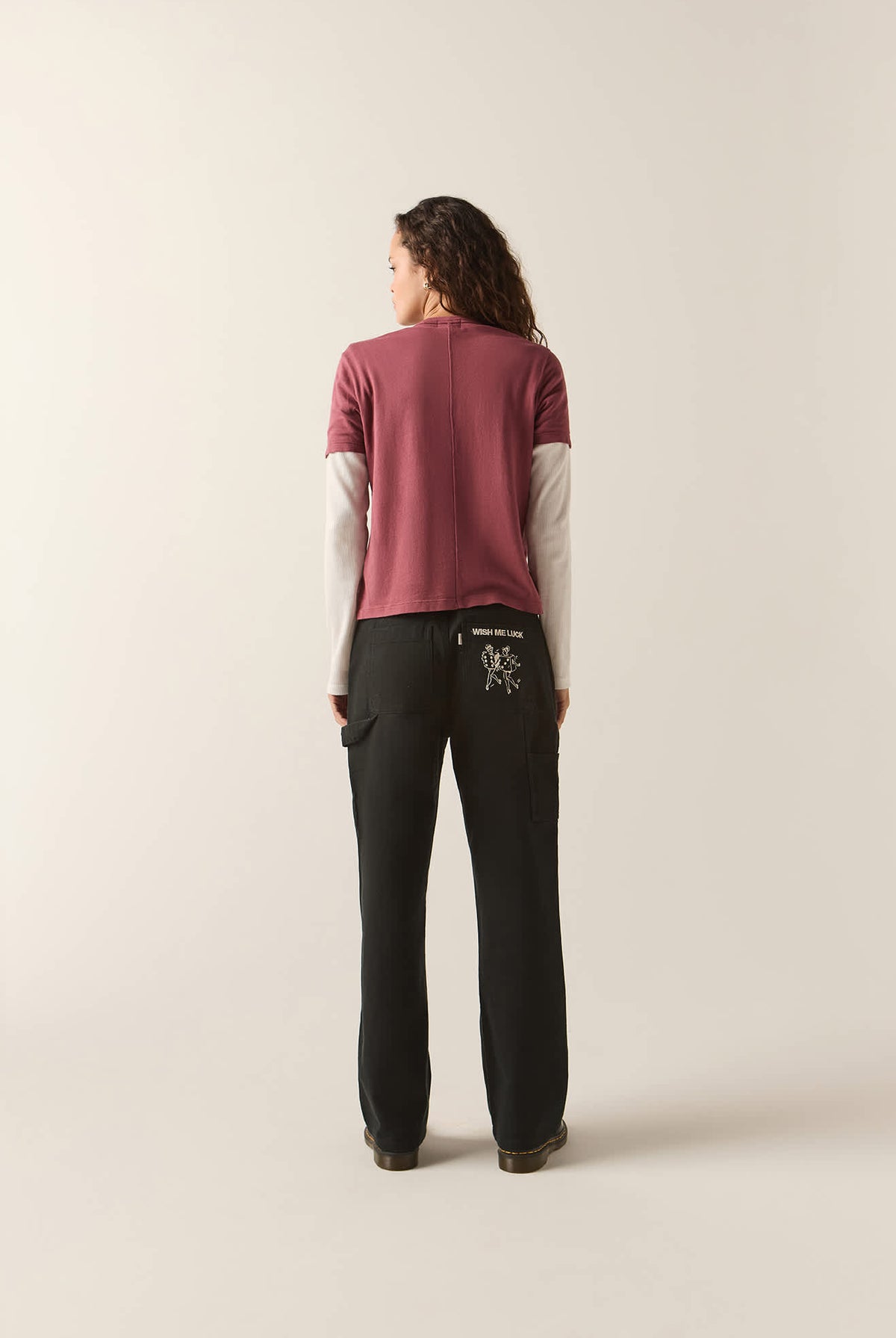 Women's Essex Embroidered Painter Pant in the color Black - Additional Fit image
