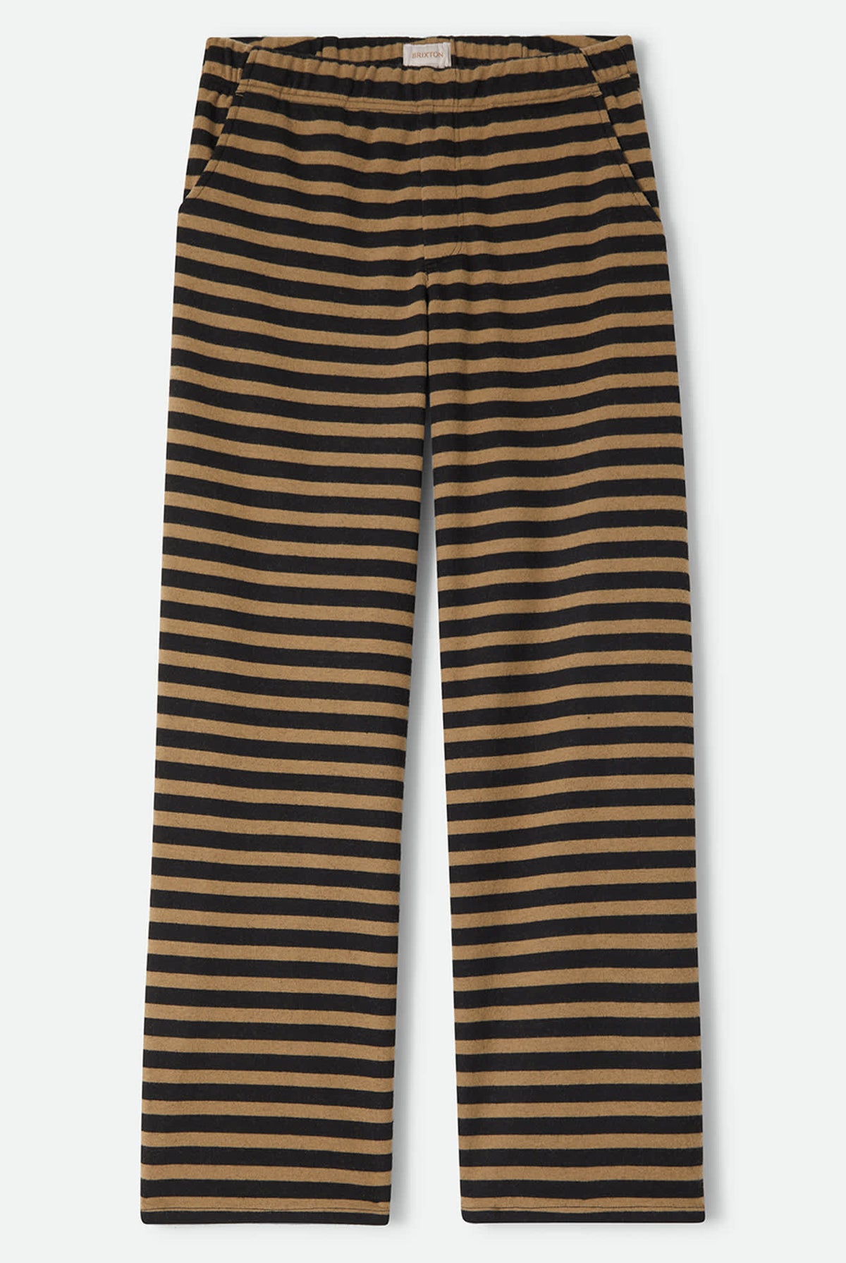 Women's The Audrey Knit Trouser Pant in the color Washed Black/Khaki Stripe - Front Product View