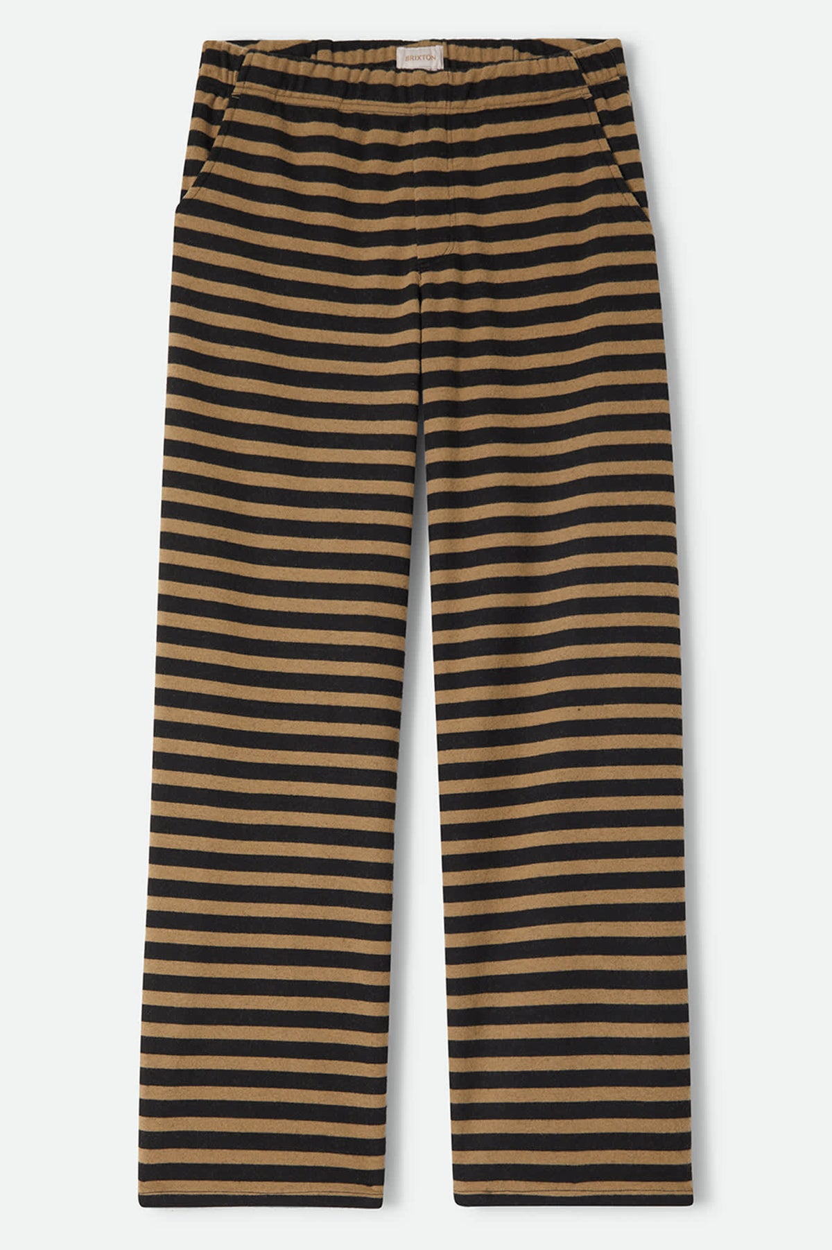 Women's The Audrey Knit Trouser Pant in the color Washed Black/Khaki Stripe - Front Product View