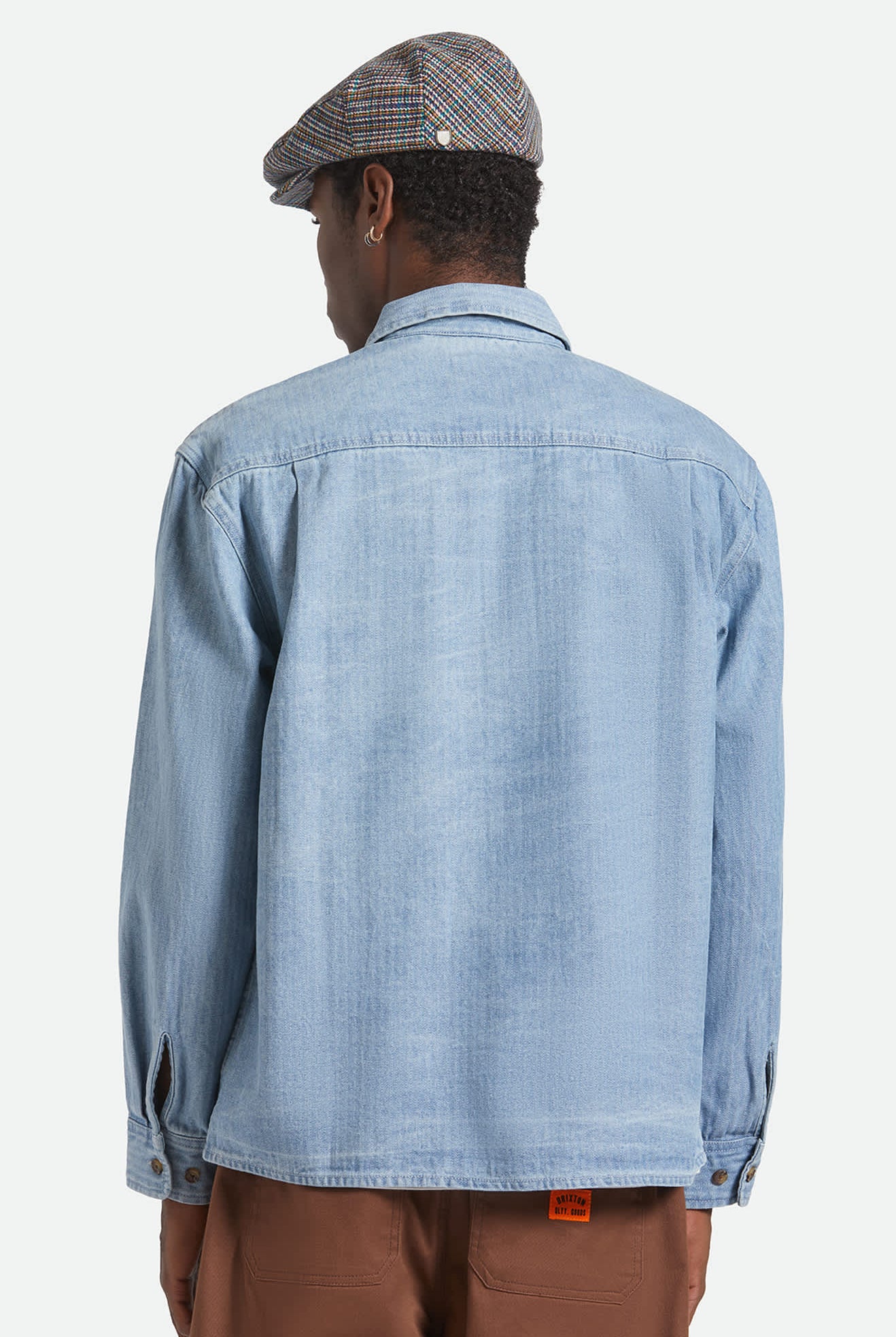 Unisex Hooligan Flat Cap in the color Multi Plaid - Men's Back View