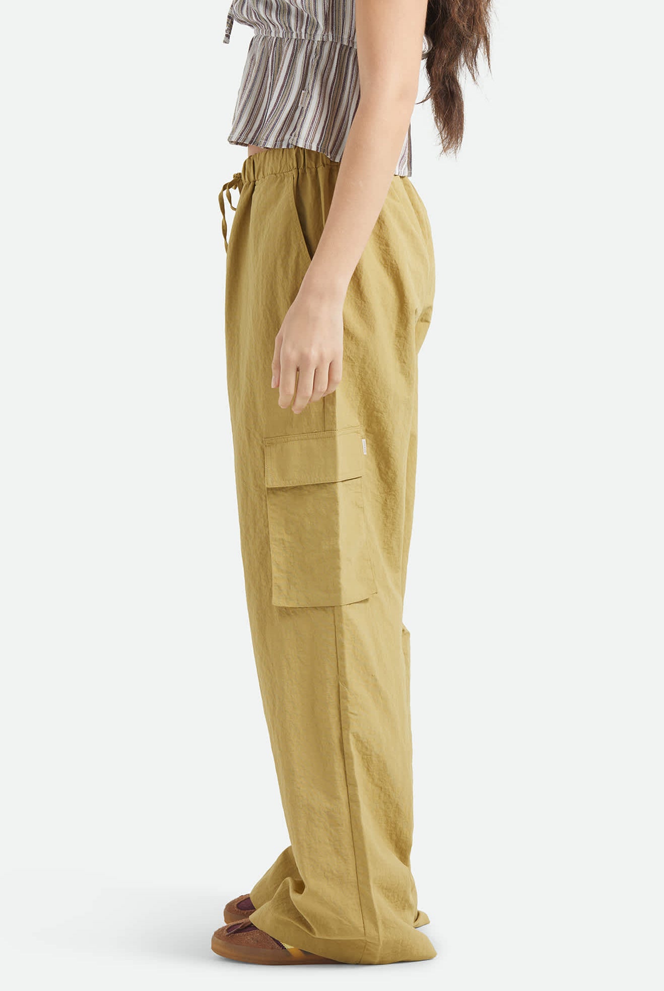 Women's The Jett Lightweight Cargo Wide Leg Pant in the color Olive Stone - Women's Side View