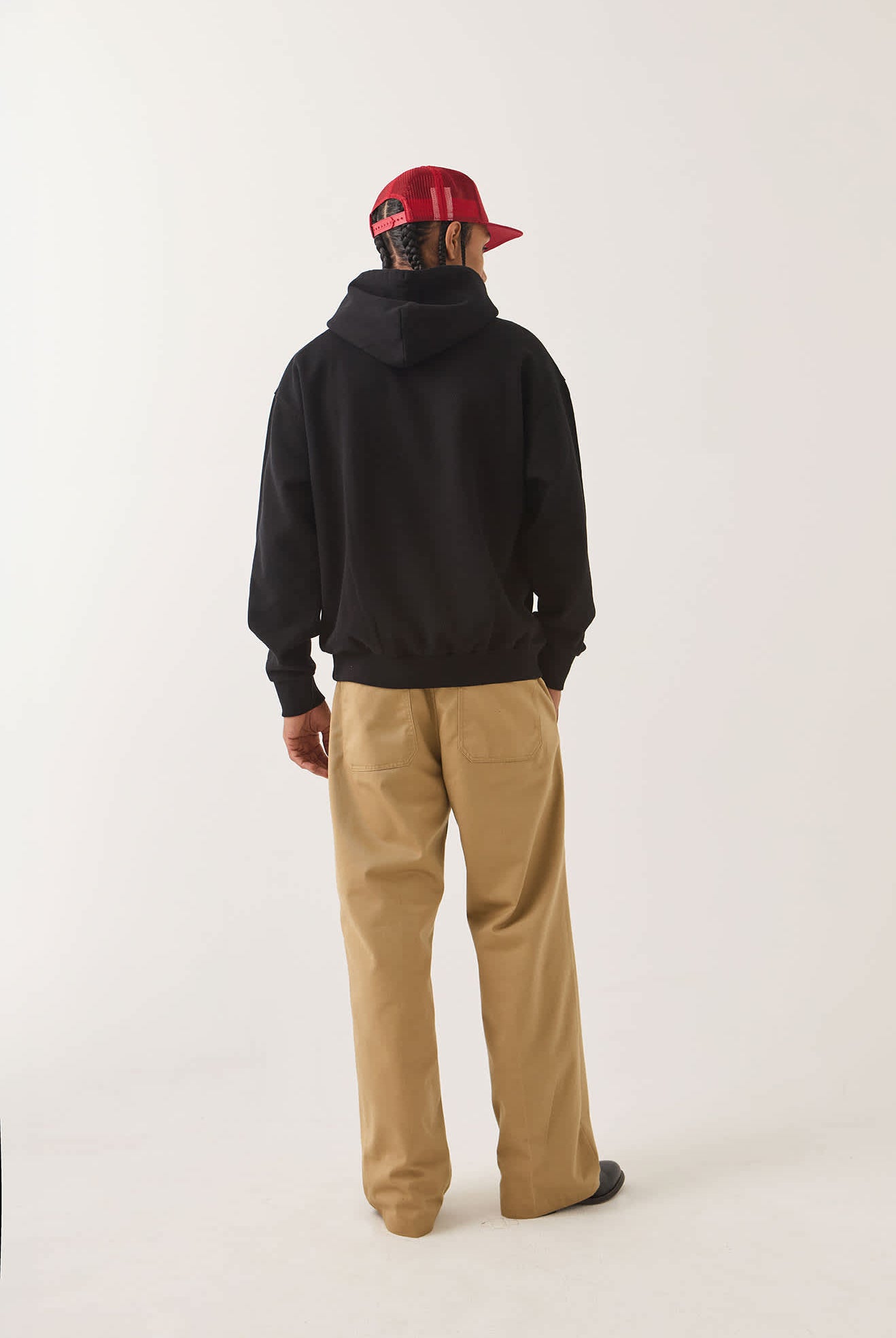 Men's Brixton Baseline Hood Fleece in the color Black - Men's Back View