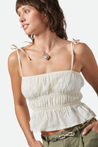 Women's Eden Smocked Top in the color Off White - Women's Front View