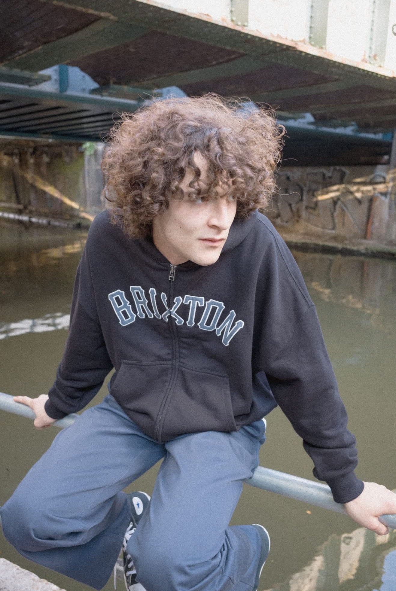Men's Dugout Zip Hood Fleece in the color Black/Grey - Men's Lifestyle image