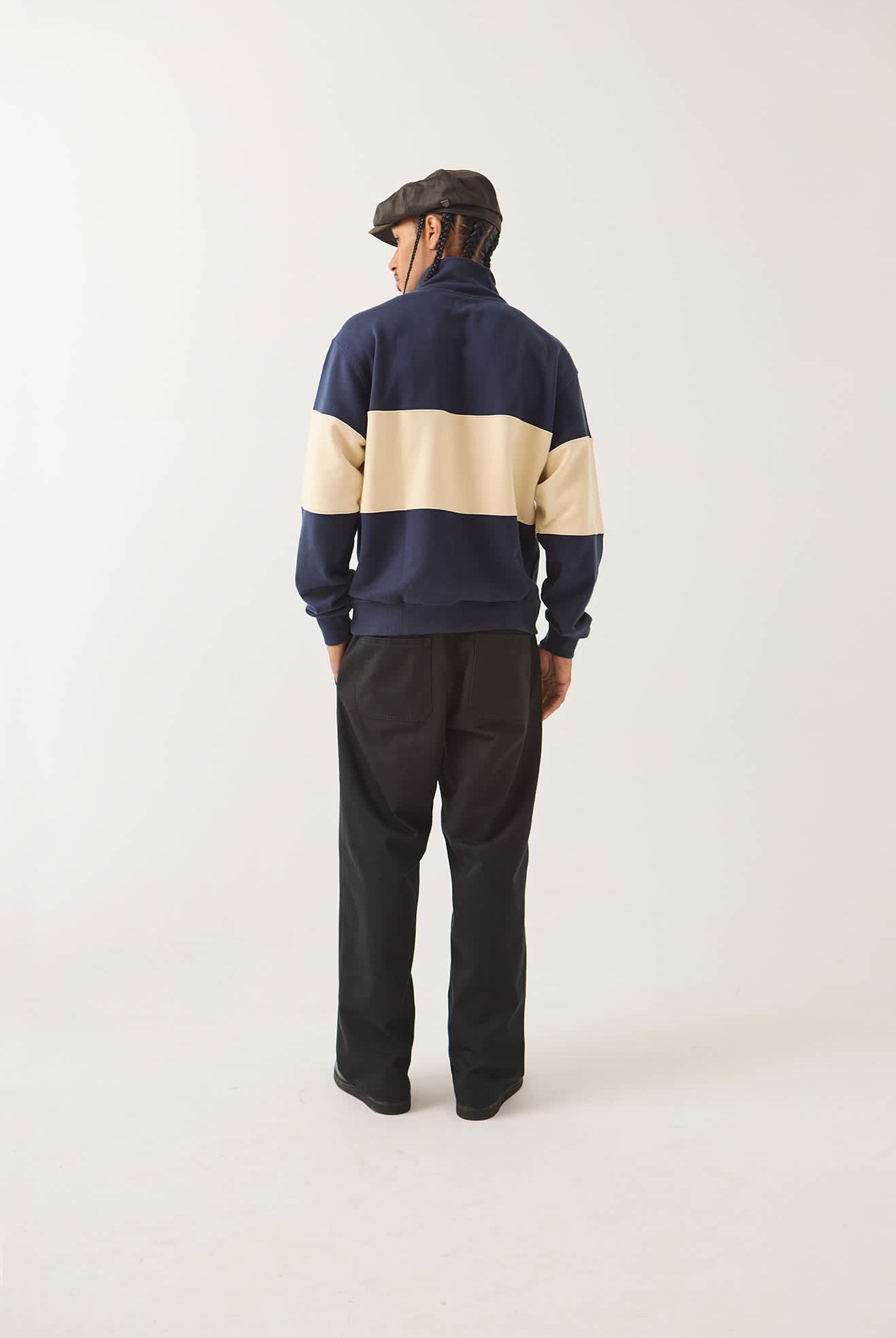 Men's Danville Quarter Zip Fleece in the color Navy/Whitecap - Men's Back View