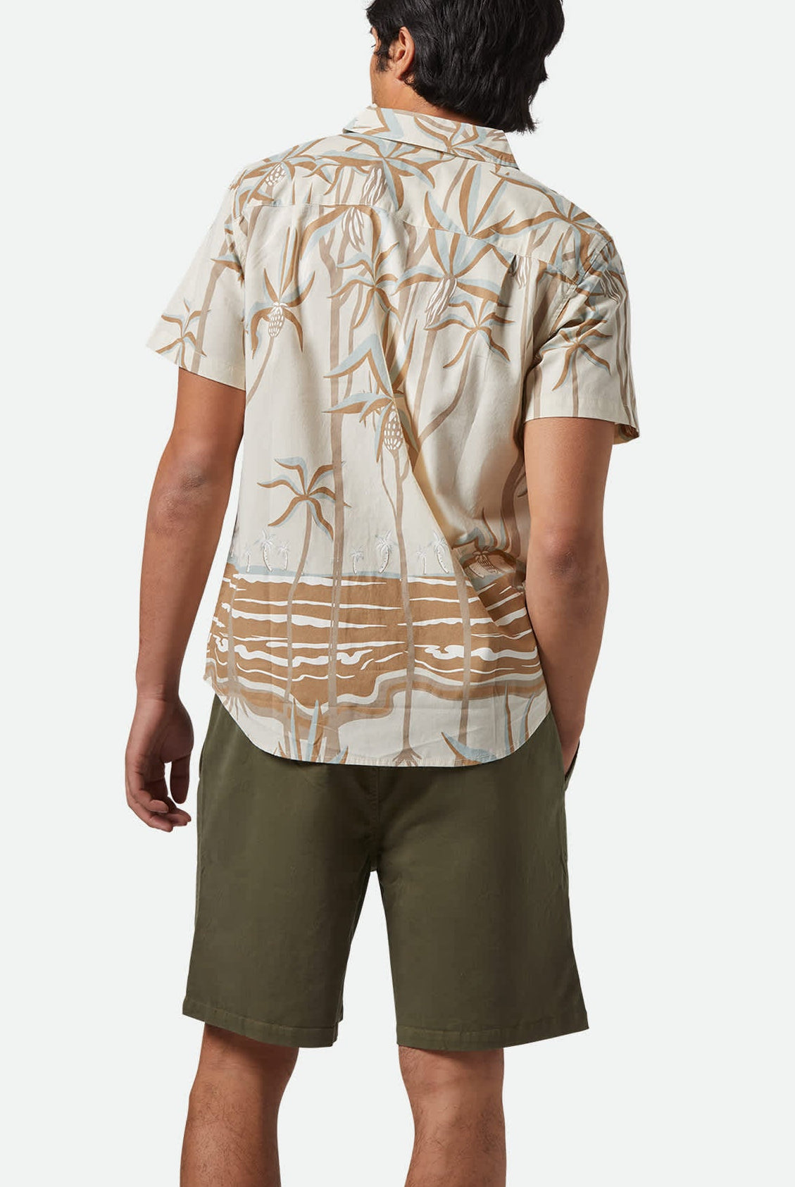 Men's Charter Print S/S Shirt in the color Whitecap Scenic Trip - Men's Back View