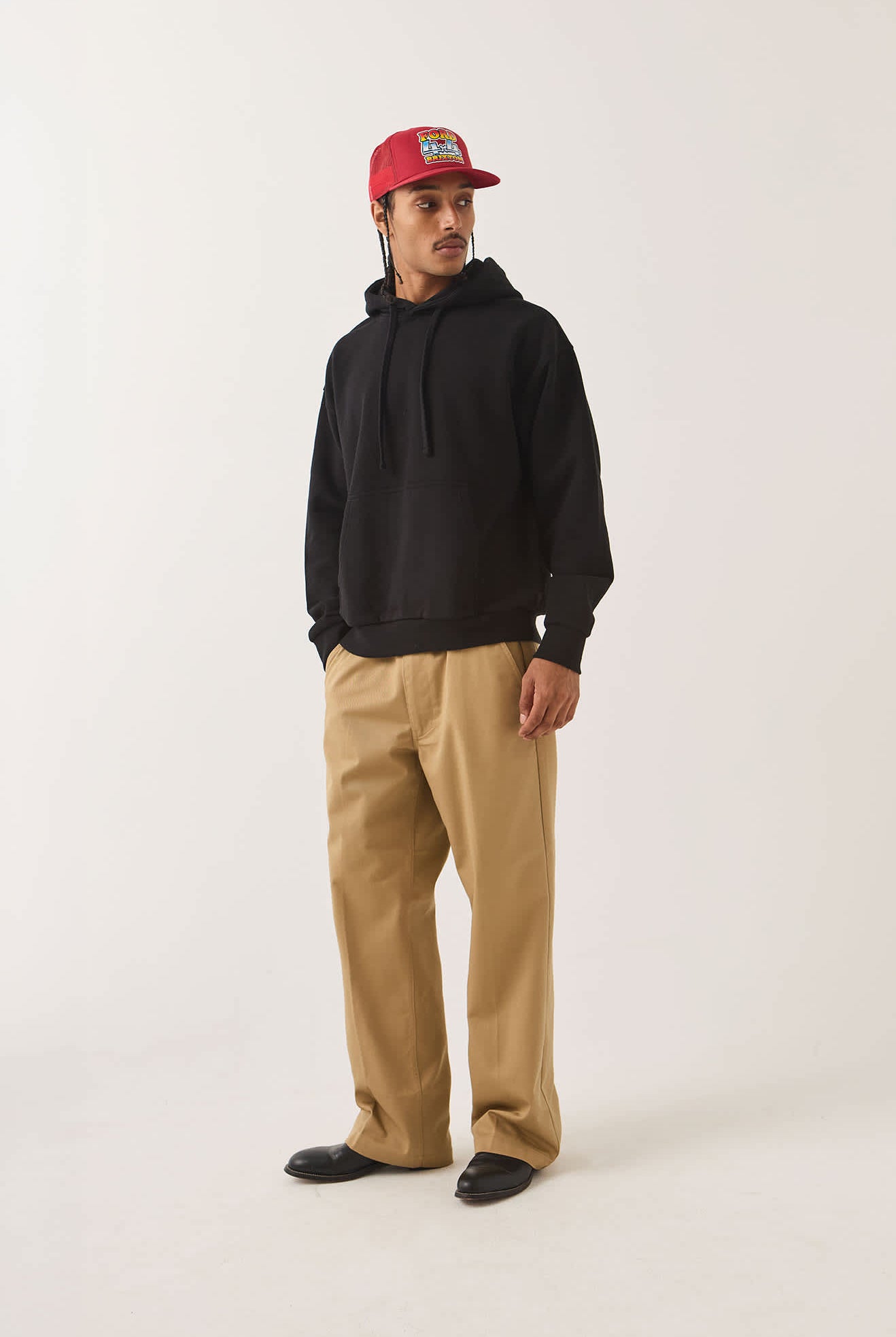 Men's Brixton Baseline Hood Fleece in the color Black - Men's Side View