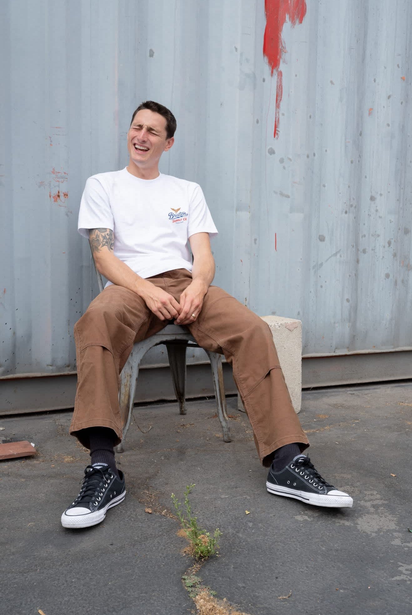 Men's Wing And Wheel Supply Short Sleeve Standard T-Shirt in the color White - Men's Front View