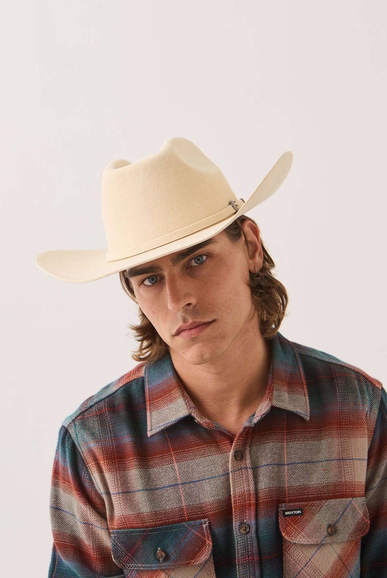 Unisex Prescott Brick Top Cowboy Hat in the color Wax Paper - Men's Front View