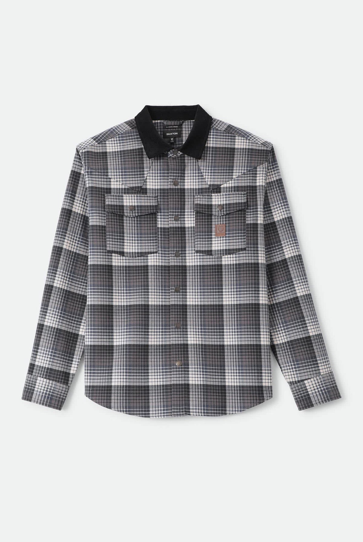 Men's Bowery Builders Ranch Performance Flannel in the color Black/Navy - Front Product View