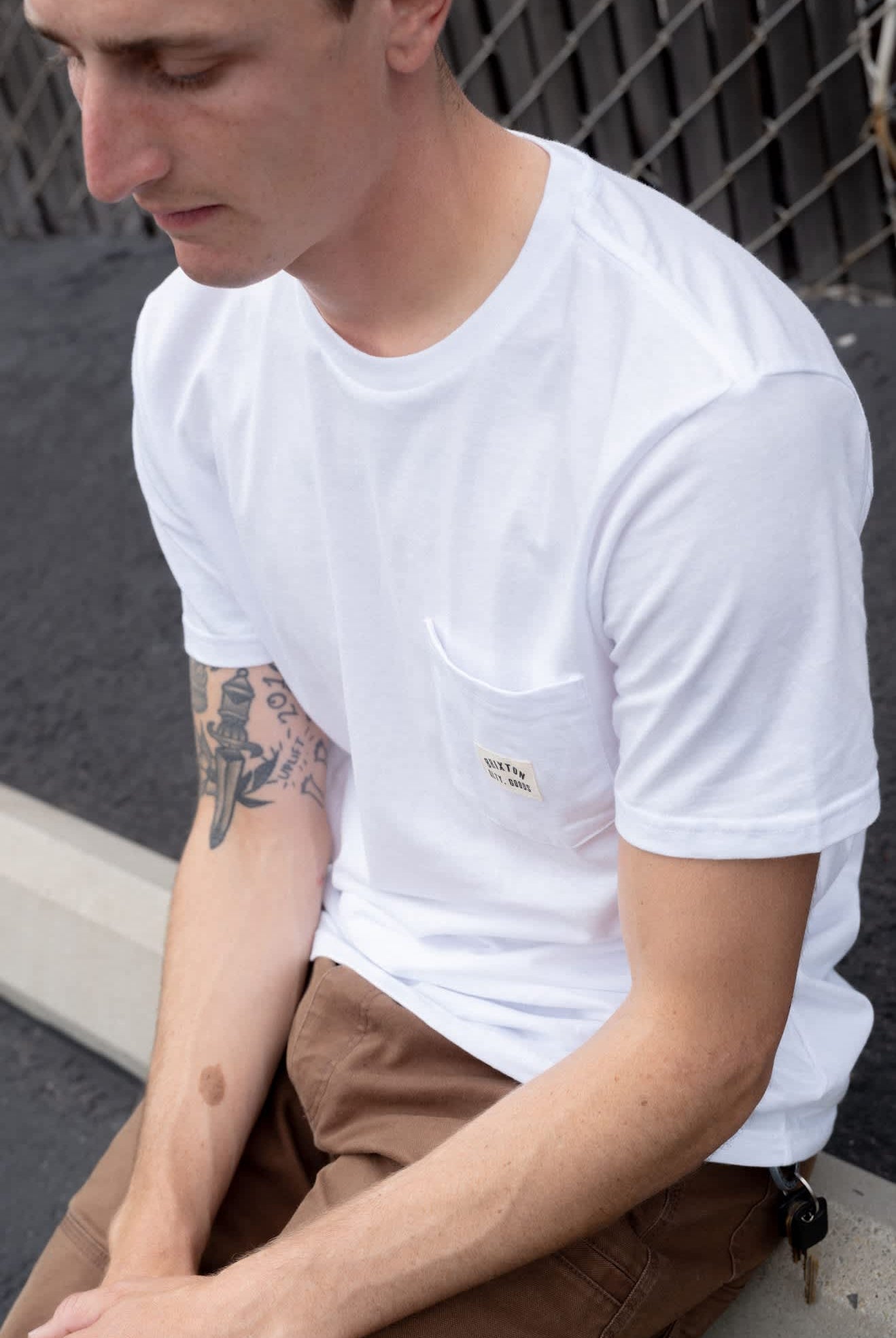 Men's Woodburn Short Sleeve Tailored Pocket T-Shirt in the color White - Men's Lifestyle image