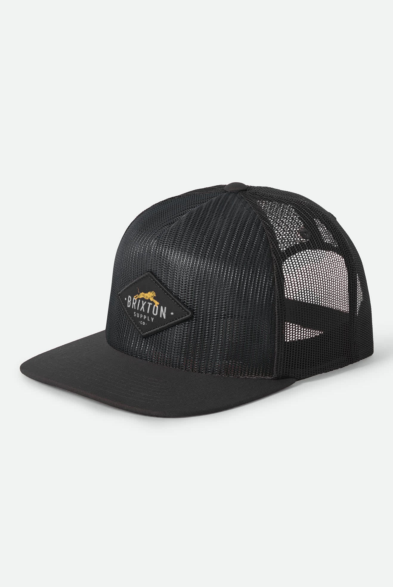 Unisex Leaper All Mesh Trucker Hat in the color Black/Black - Front Product View