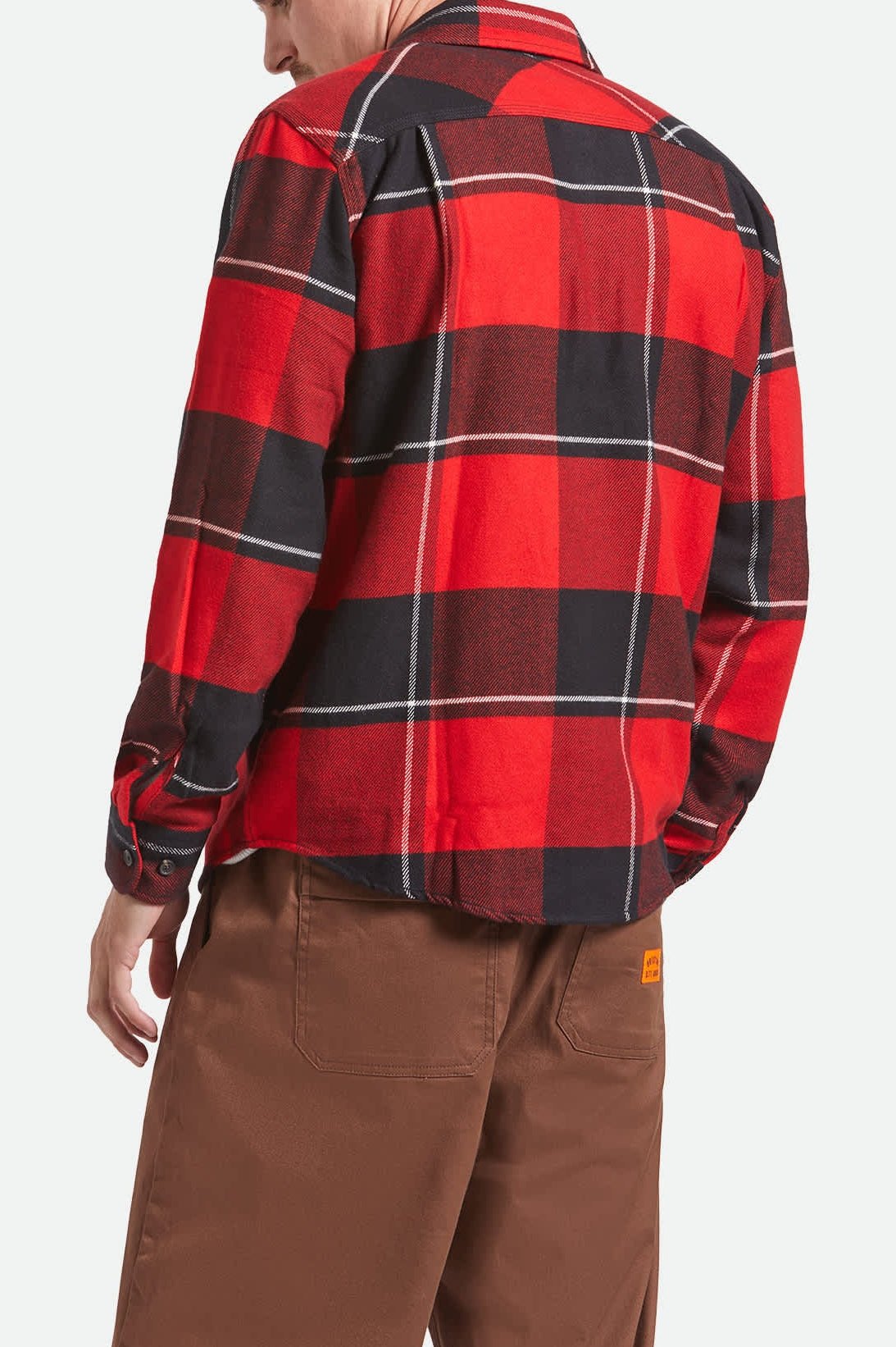 Men's Bowery Flannel in the color Black/Adrenaline Rush/Off White - Men's Back View