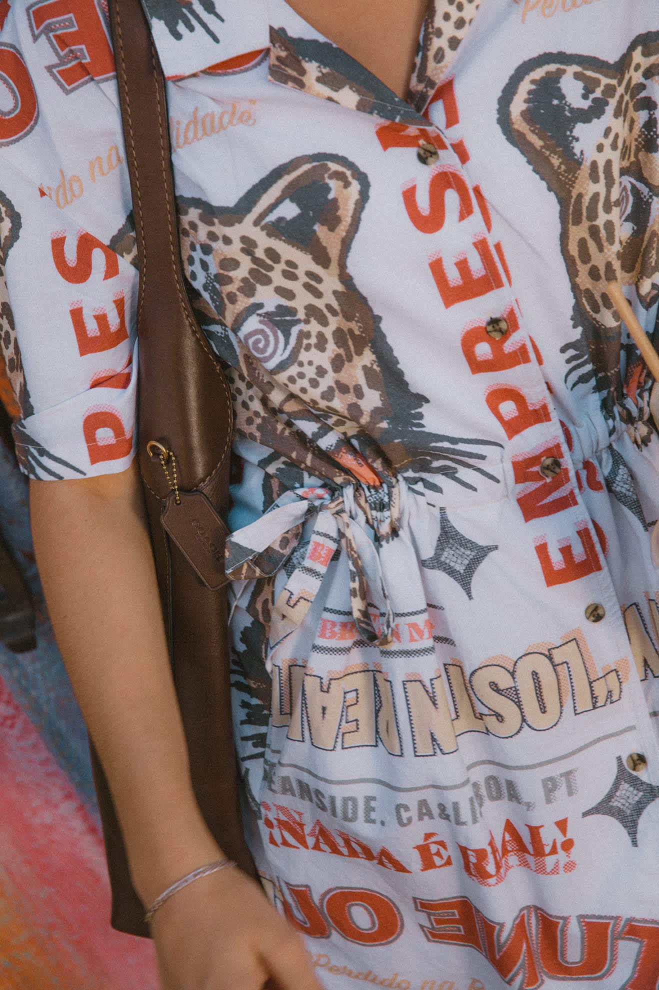 Women's The Cinch Button Down Short Sleeve Dress in the color Lost In Reality Print - Men's Lifestyle image