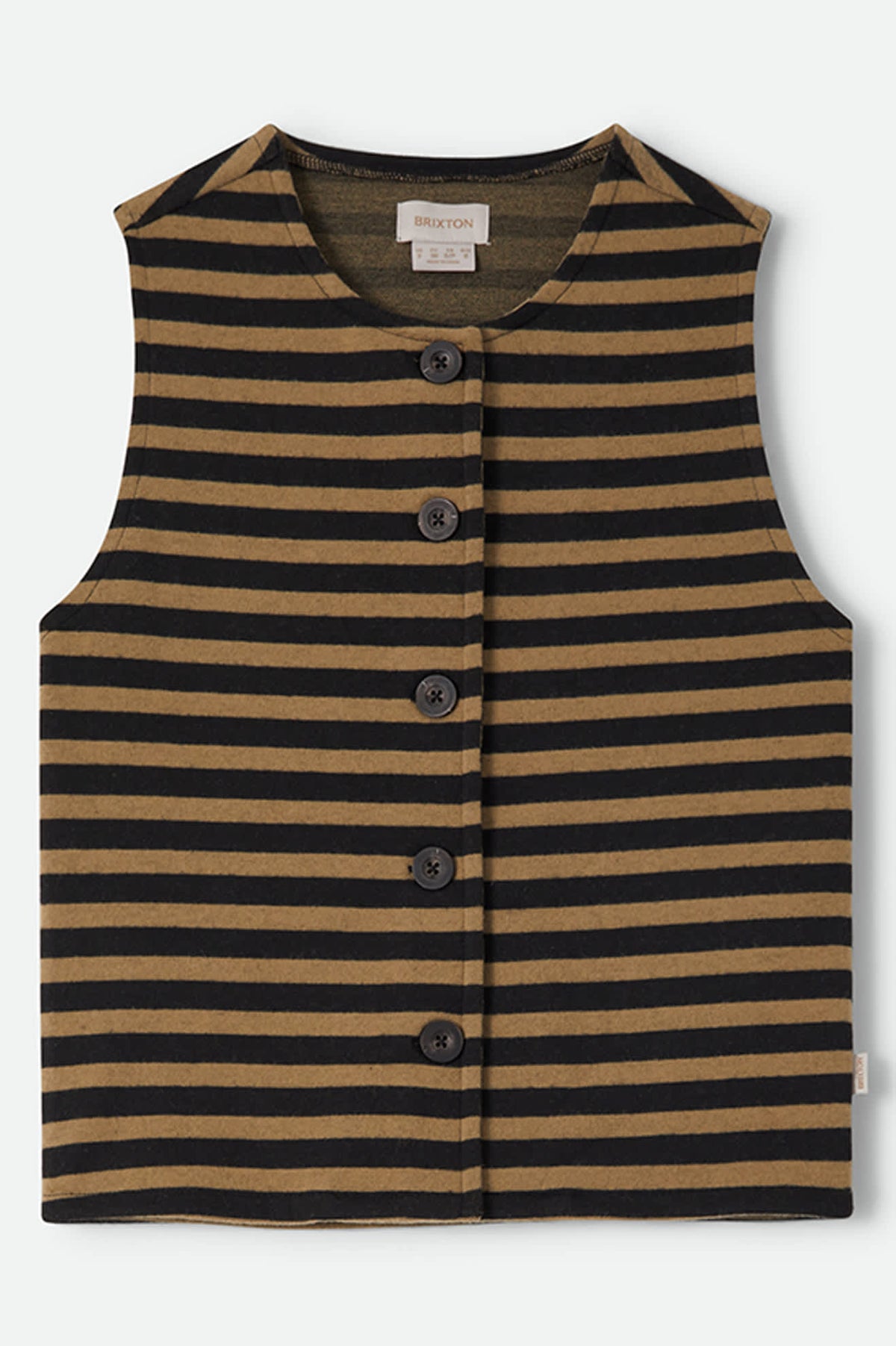 Women's The Audrey Knit Top in the color Washed Black/Khaki Stripe - Front Product View
