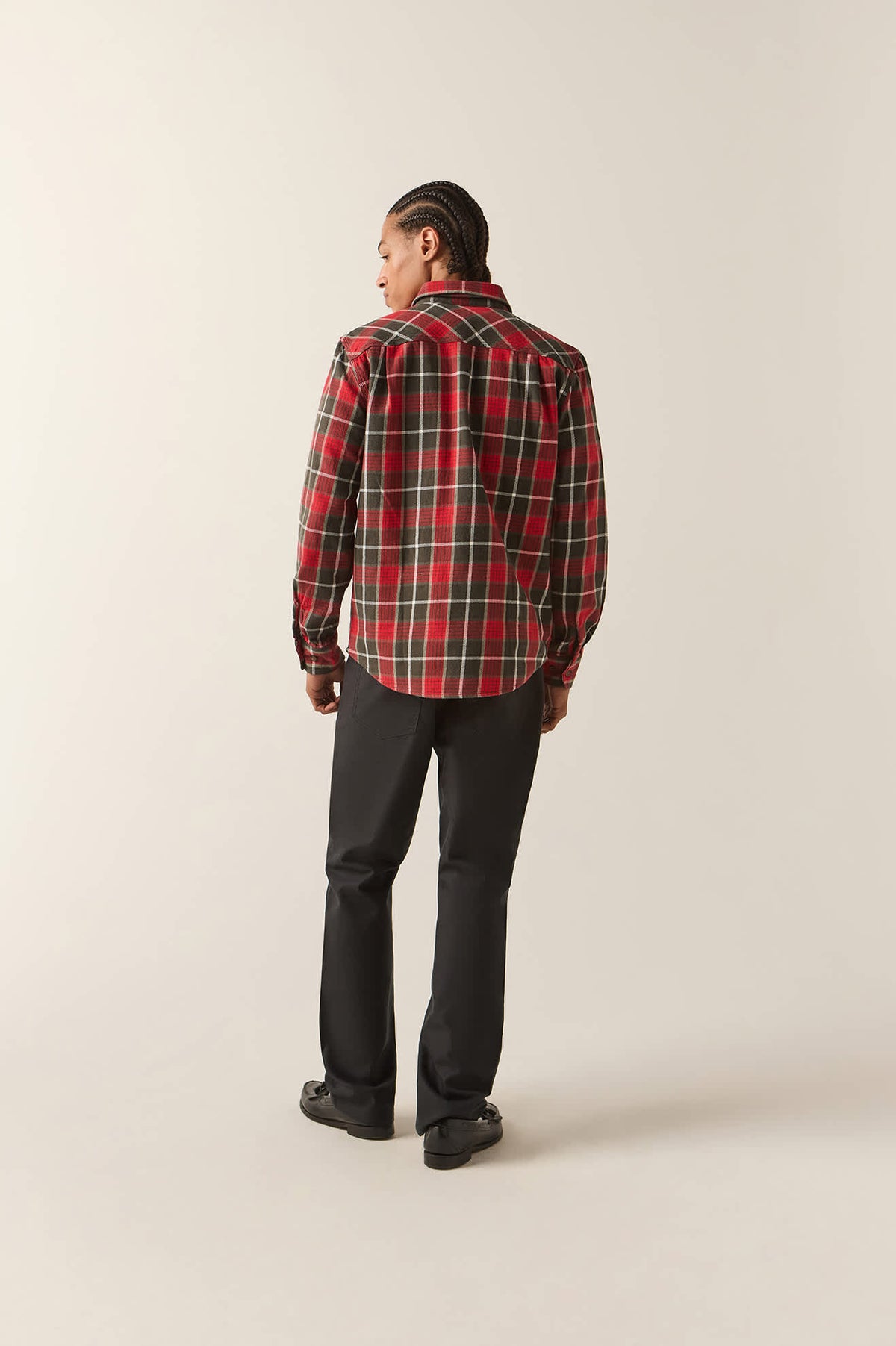 Men's Bowery Flannel in the color Washed Red/Black - Additional Fit image