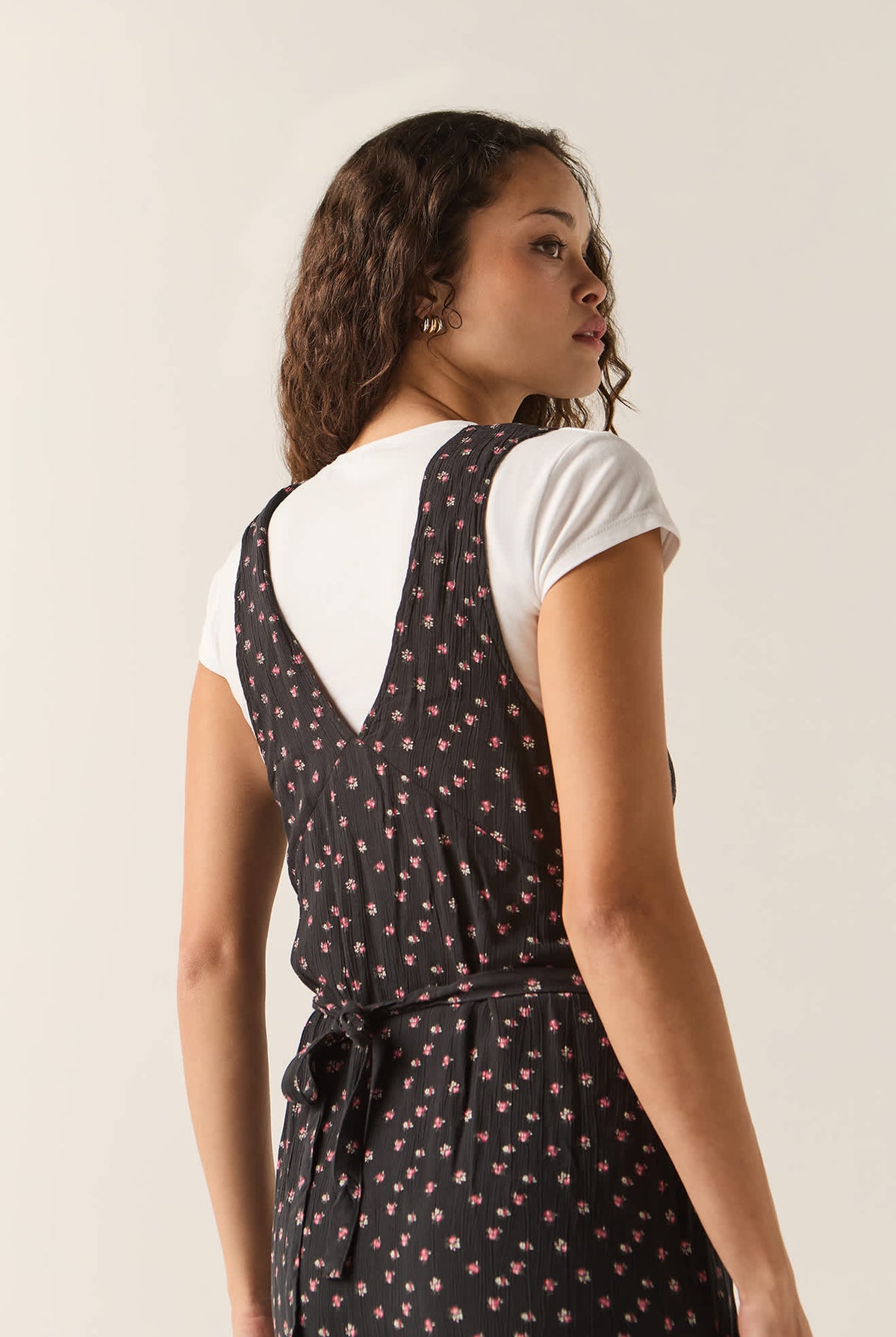 Women's The Molly Silky Dress in the color Black Ditsy Floral - Additional Fit image
