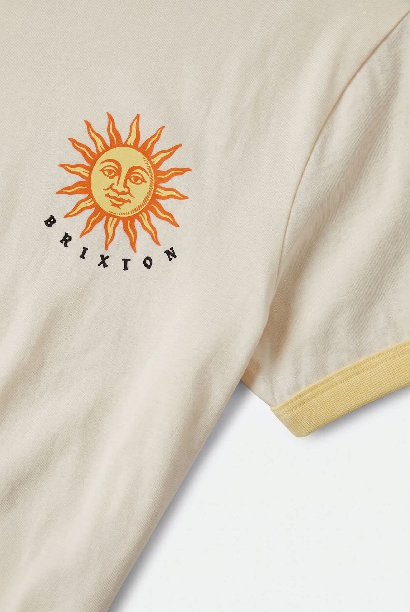 Women's Sunny Days Baby T-Shirt in the color Off White/Celestial Yellow - Additional Laydown image