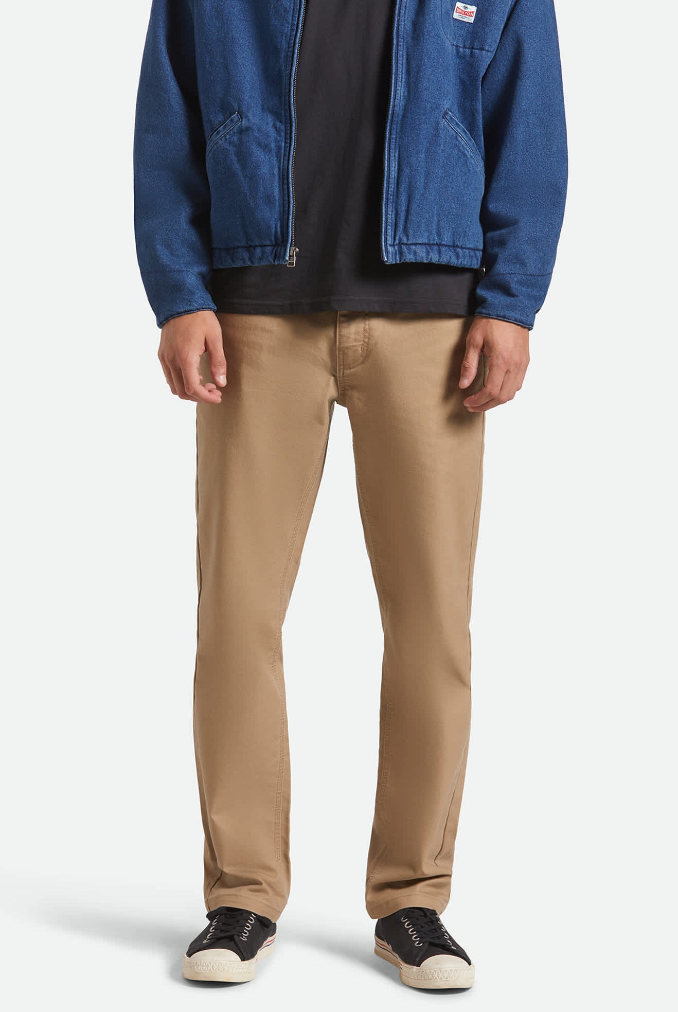 Men's Builders 5 Pocket Stretch Pant in the color Khaki - Men's Front View