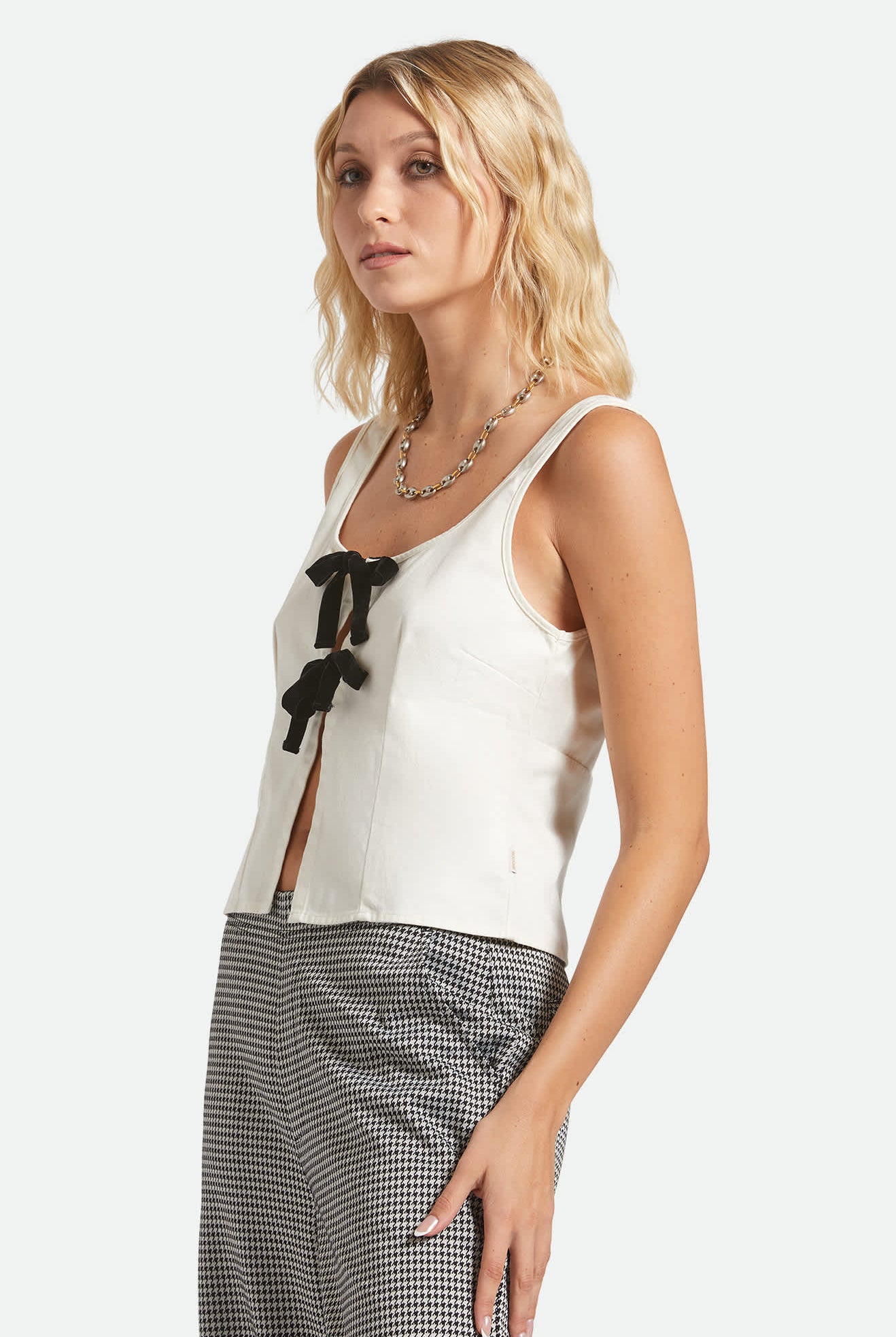 Women's Magnolia Tie Top in the color Off White - Women's Side View