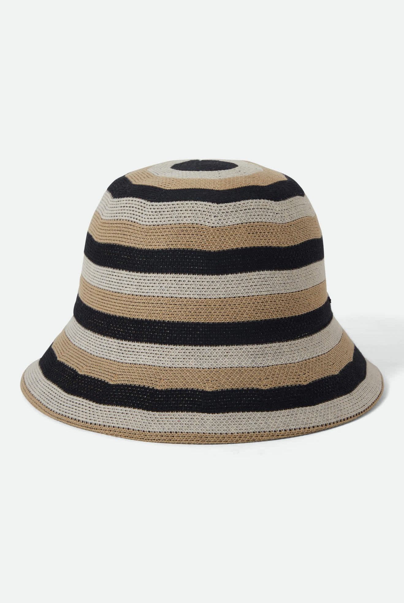 Women's Lisboa Knit Packable Bucket Hat in the color Black/Sand/Whitecap - Additional Laydown image