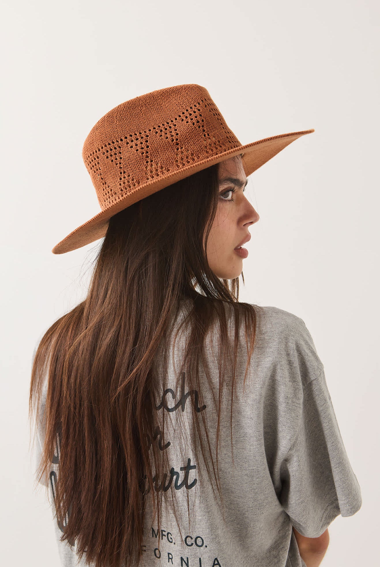 Women's Sophia Knit Packable Hat in the color Caramel - Women's Back View